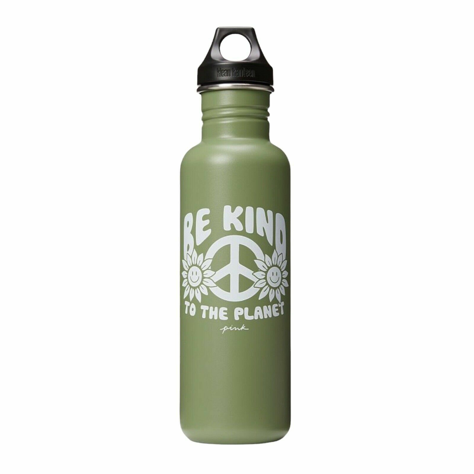 Victoria Secret Pink Green Klean Kanteen Water Bottle Be Kind To The Planet 27oz