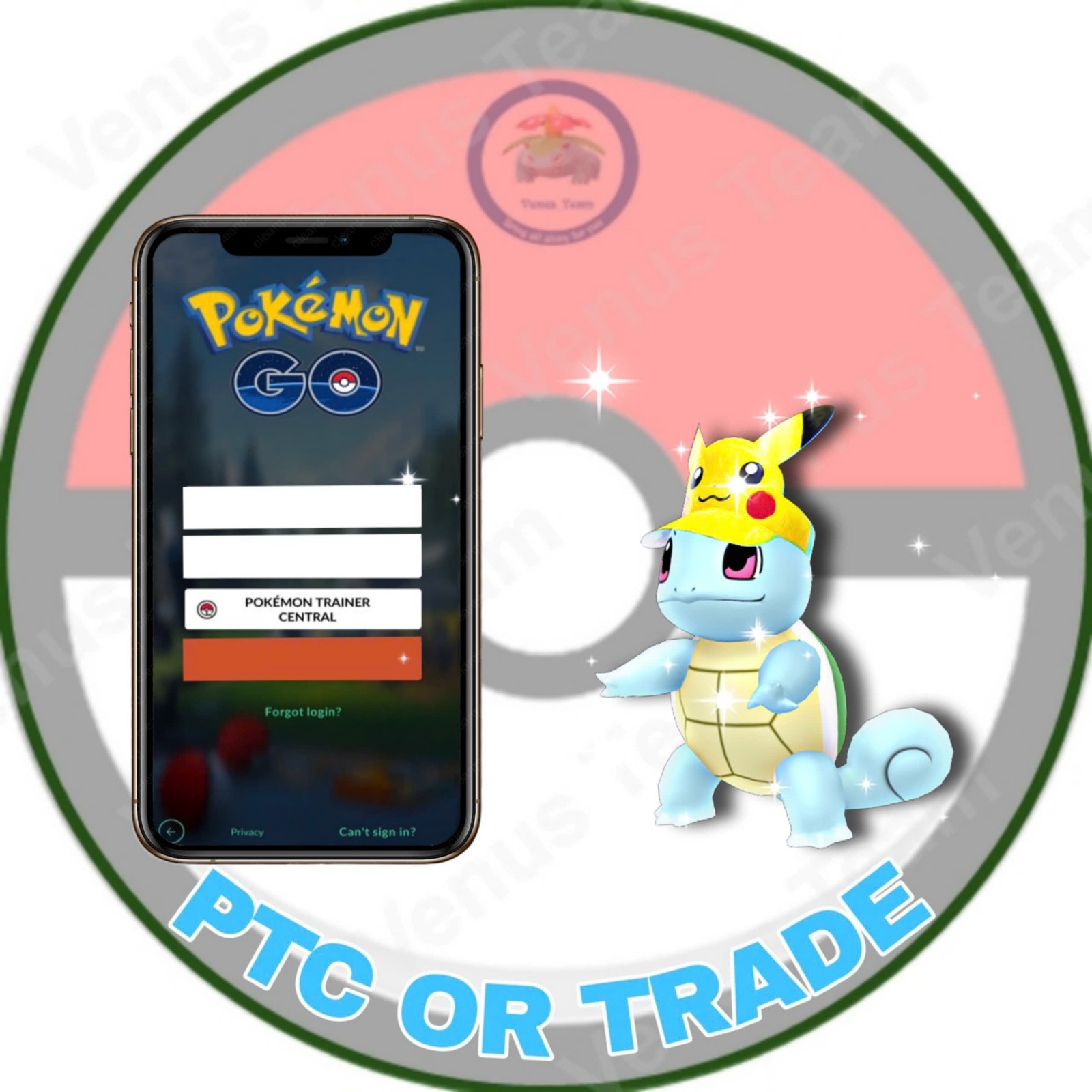 Pokémon Go - Shiny Squirtle Wearing Pikachu Visor - PTC Or Trade