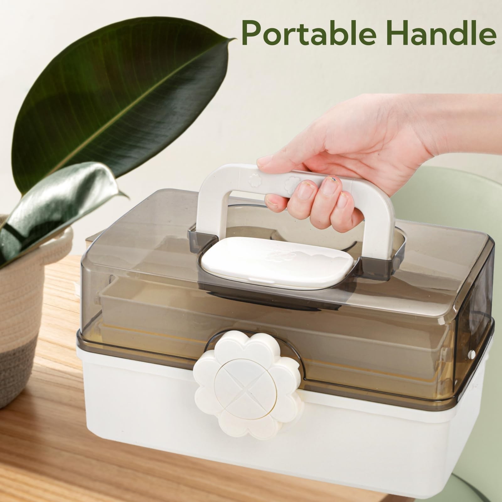 Three-Layer Plastic Dividing Storage Box, Folding Tool Box Organizer with 2 T...