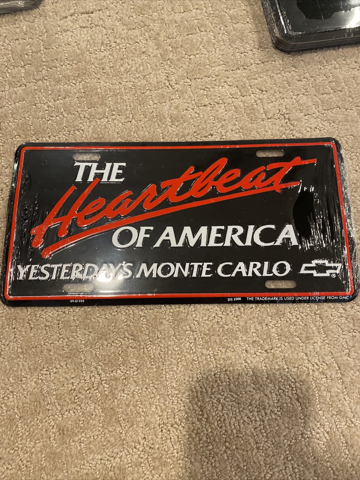 CHEVROLET  HEARTBEAT OF AMERICA YESTERDAYS MONTE CARLO   LICENSE PLATE  NEW