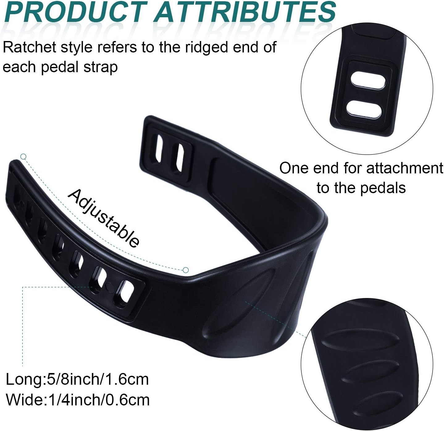 2 Pairs Exercise Bike Pedal Straps Universal for black