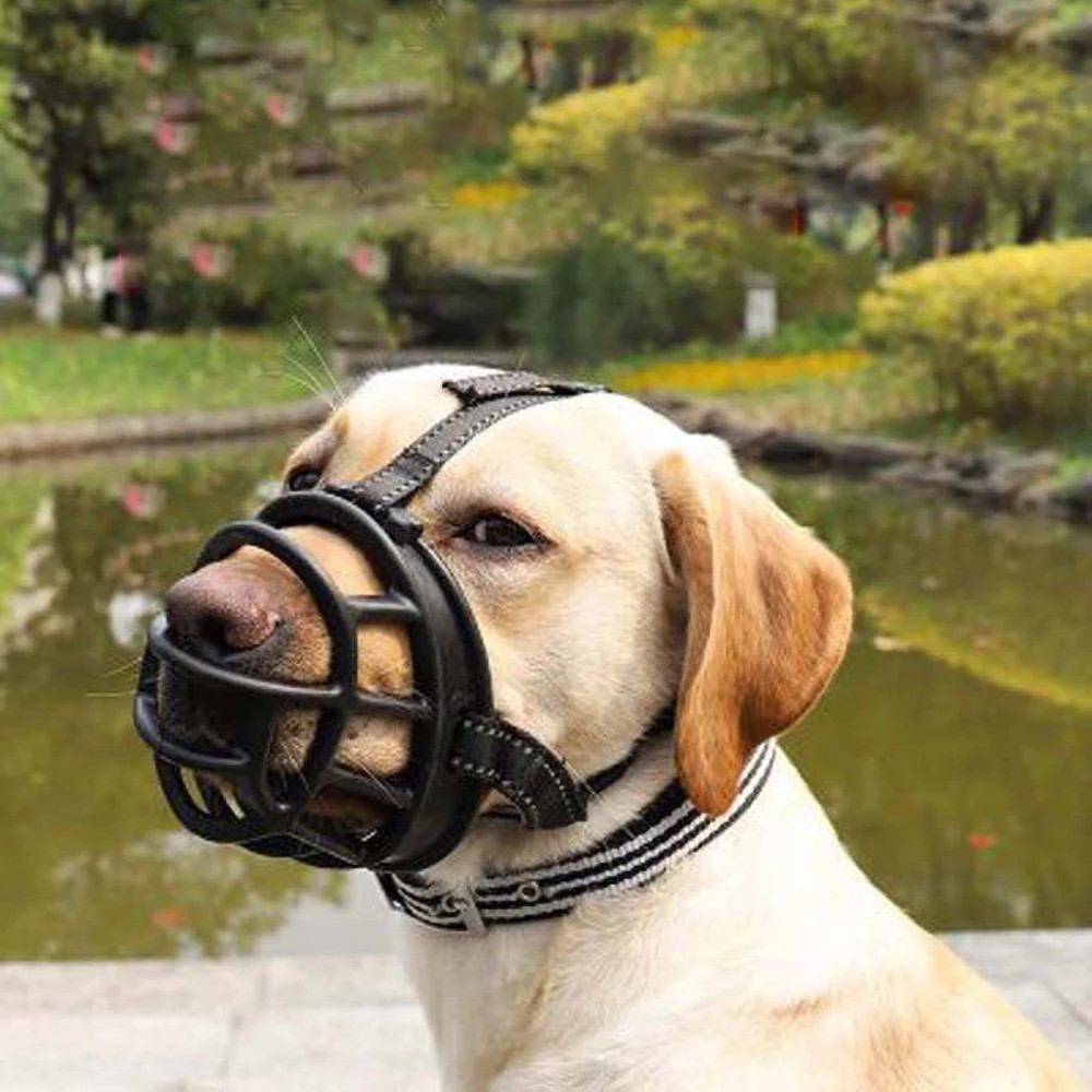 Soft Silicone Dog Muzzle Adjustable Pet Mask with Reflective - Breathable Pet