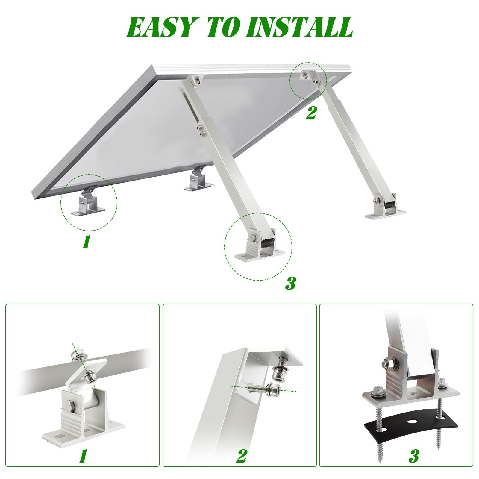 Solar Panel Mounting Brackets, 2 Sets Adjustable Solar Panel Tilt Mount Brack...