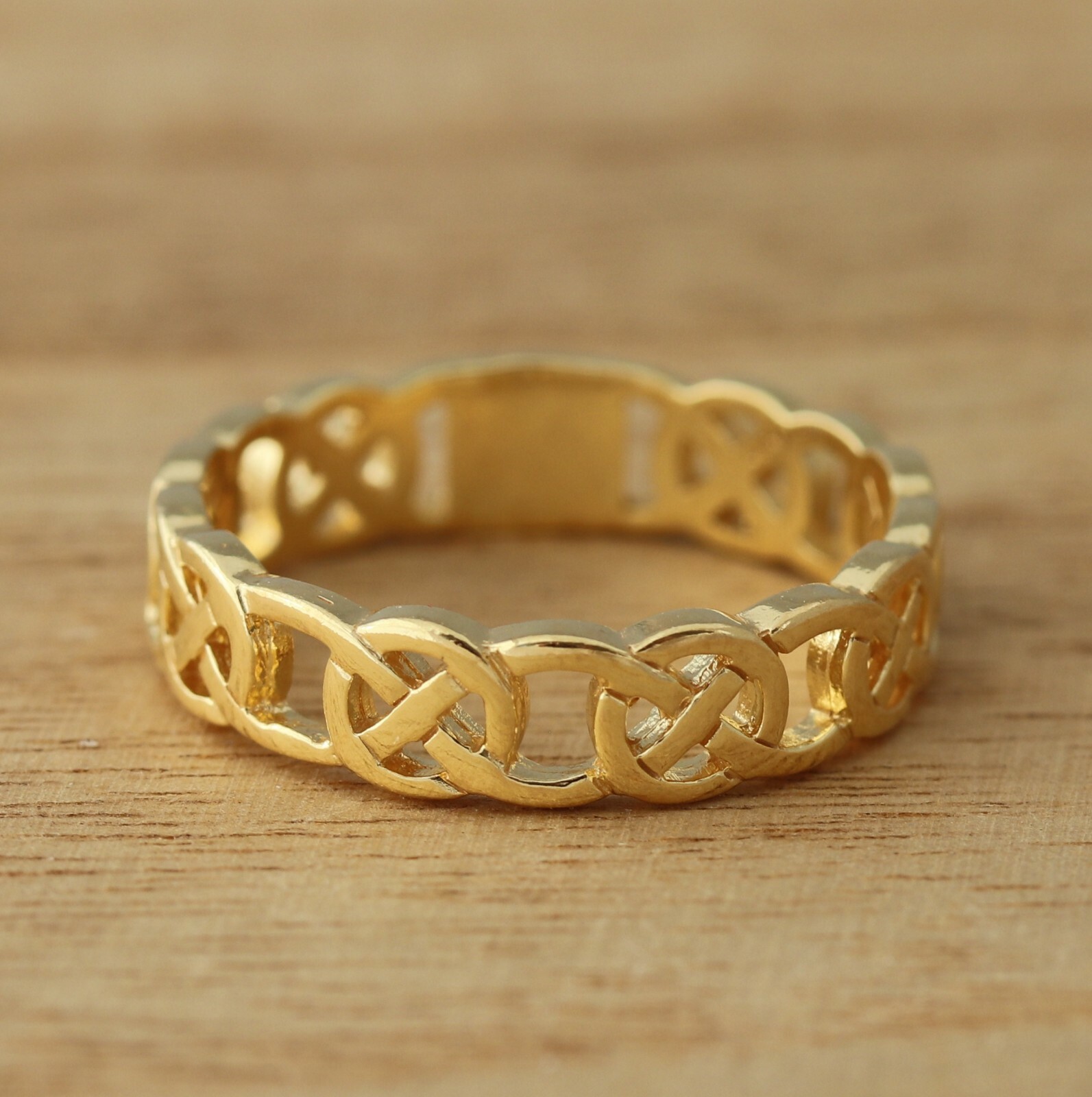 Yellow Gold Plated on Real 925 Sterling Silver Band/Thumb Ring Celtic Knot Ring