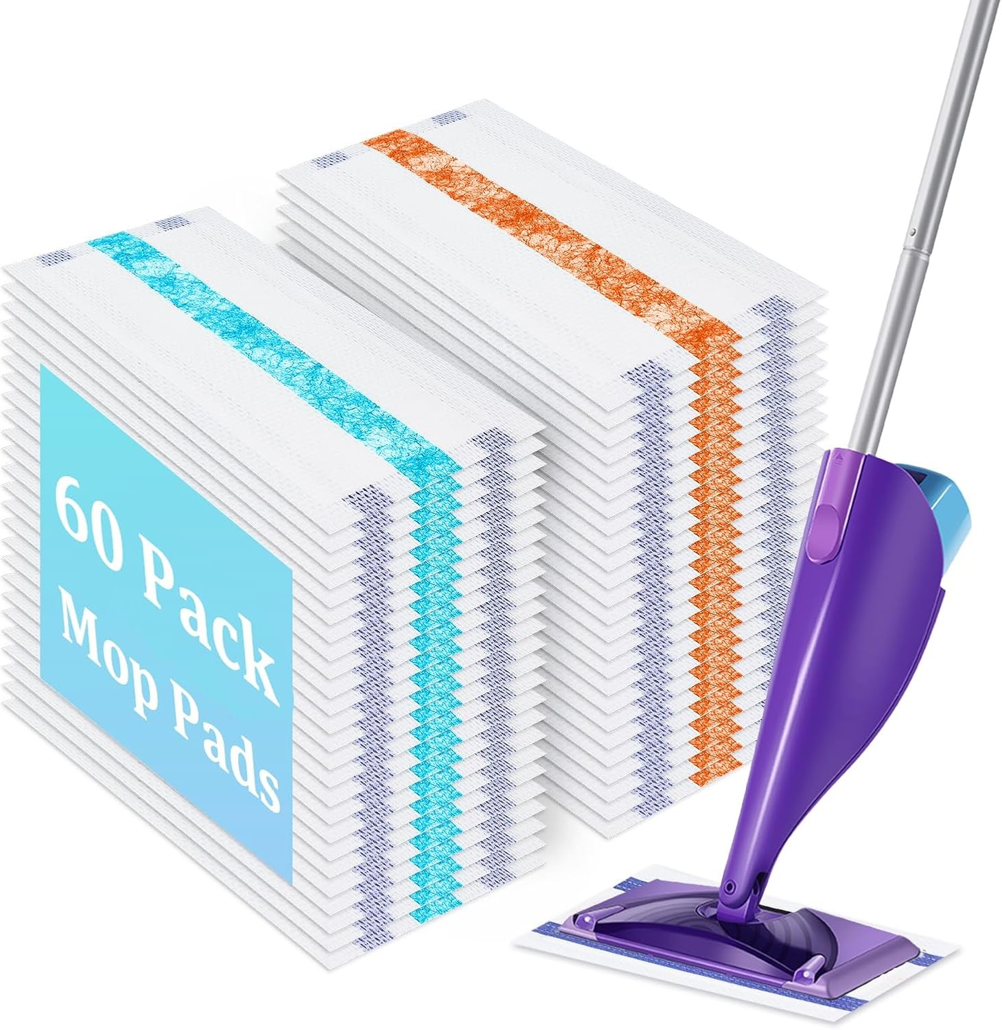 60 Pack Disposable Mop Pad Refills Compatible with Swiffer Wet Jet, Thick Wet...