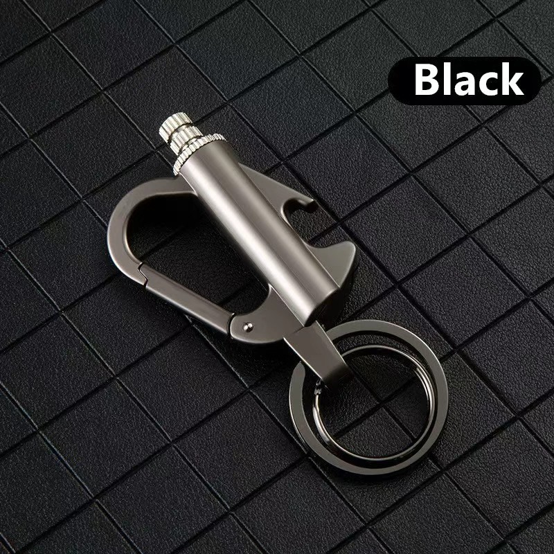 3-in-1 Lighter Keychain (Fuel Not Included) - Portable Refillable with Hook