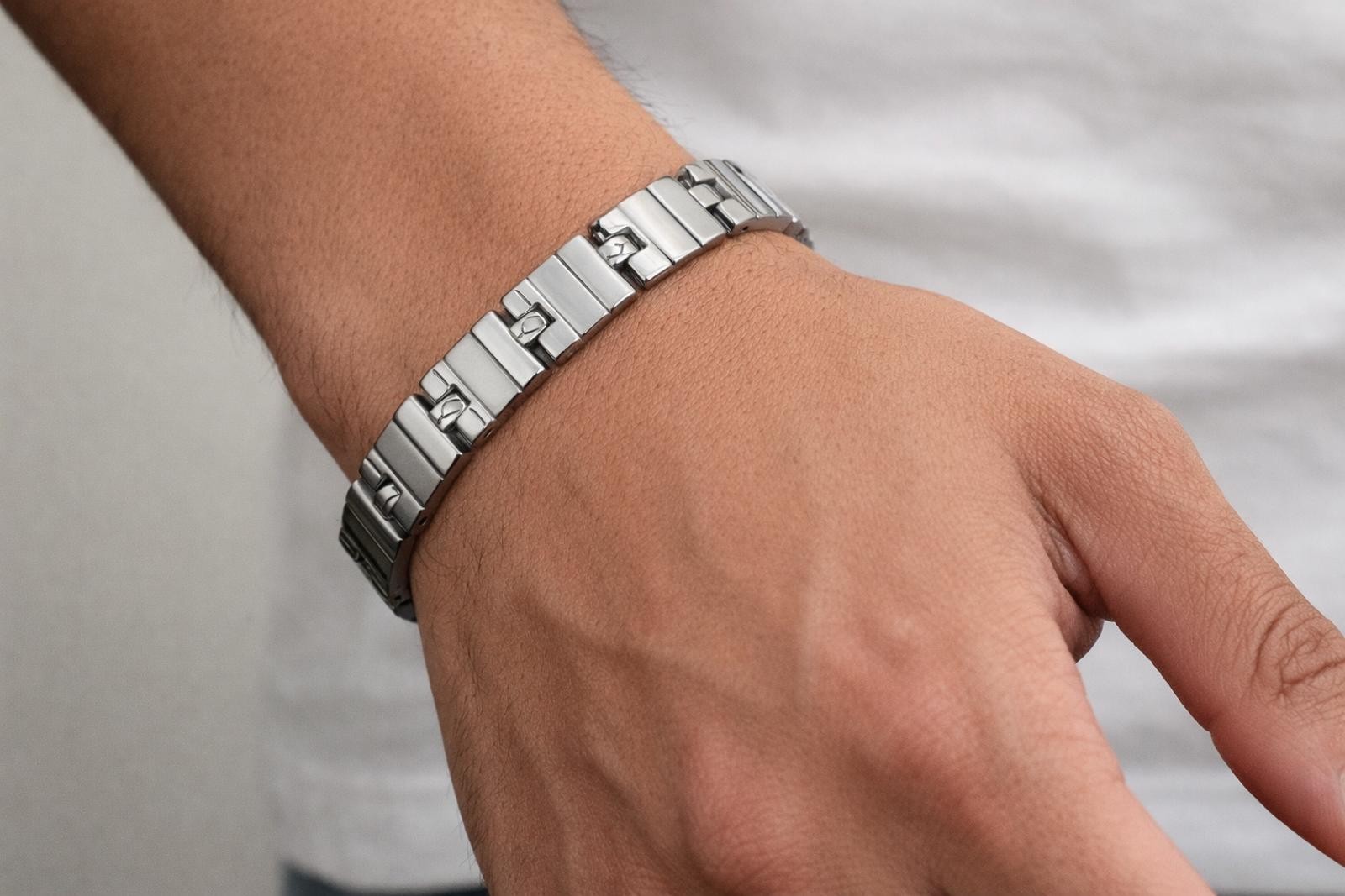 Men's Bracelet Silver Tone Stainless Steel Link 8.25" - NEW