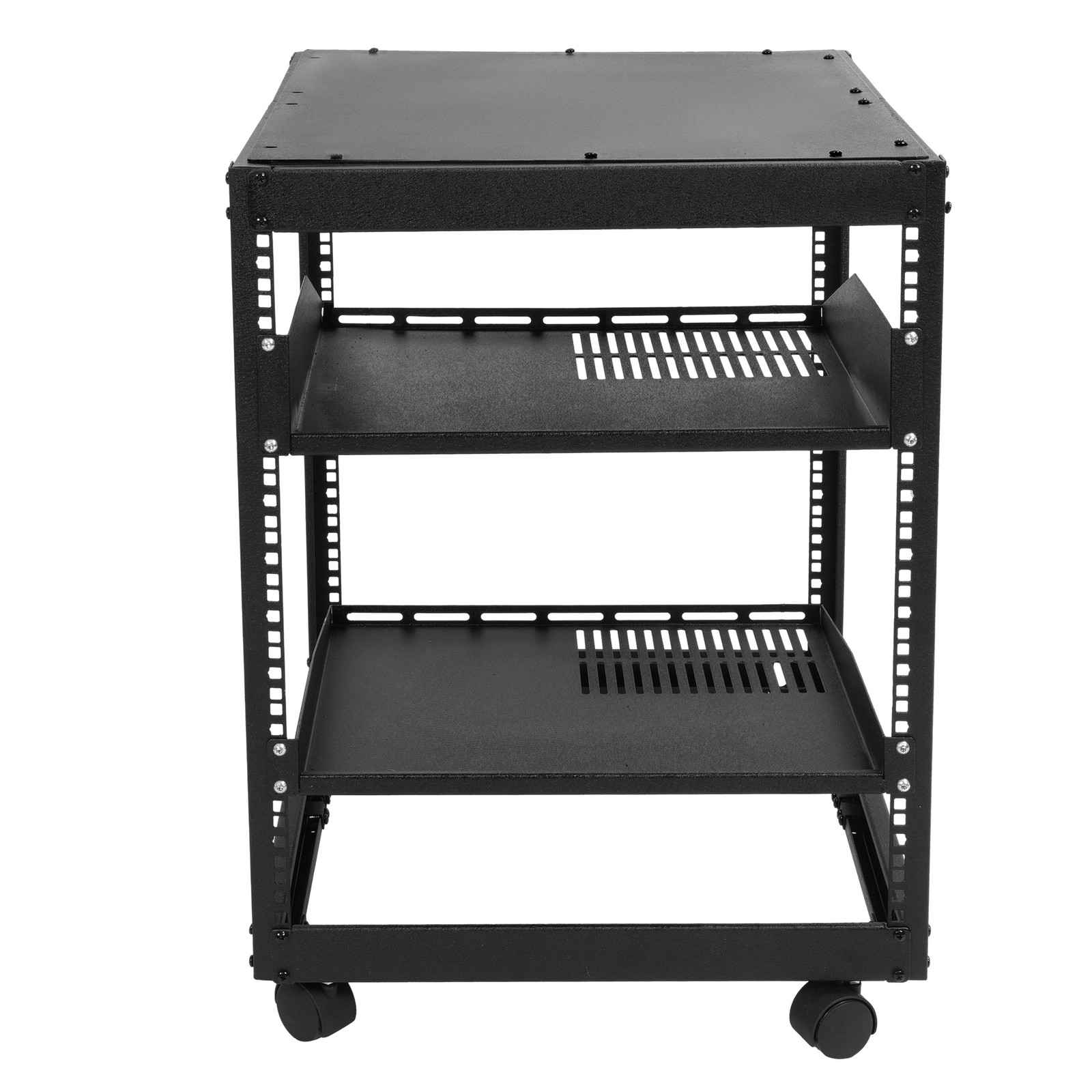 12U 4 Post Open Frame Server Rack Network 23"-40" Adjustable w/ Casters Shelves