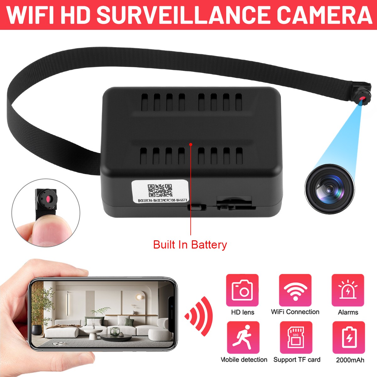 WIFI Wireless IP Mini Smallest DIY Buttons Camera HD 1080P Micro Video Recorder.