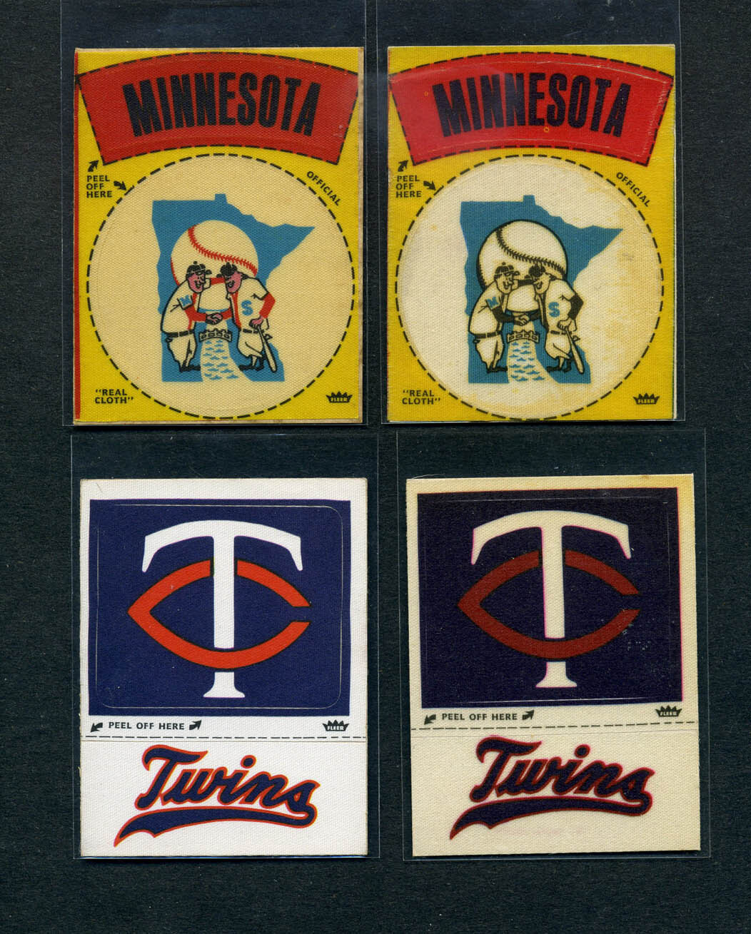 1969 - 1975 FLEER CLOTH STICKER PATCHES 4 DIFF MINNESOTA TWINS VARIATIONS