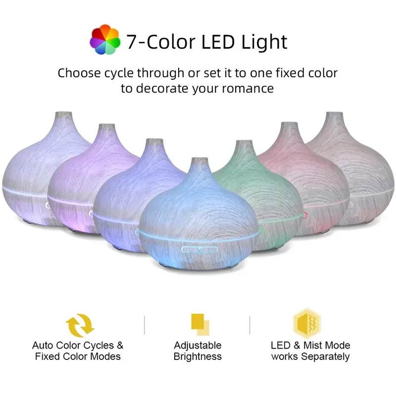 550ML Aroma Diffuser Humidifier With 6x33oz Essential Oils Colorful LED & Remote