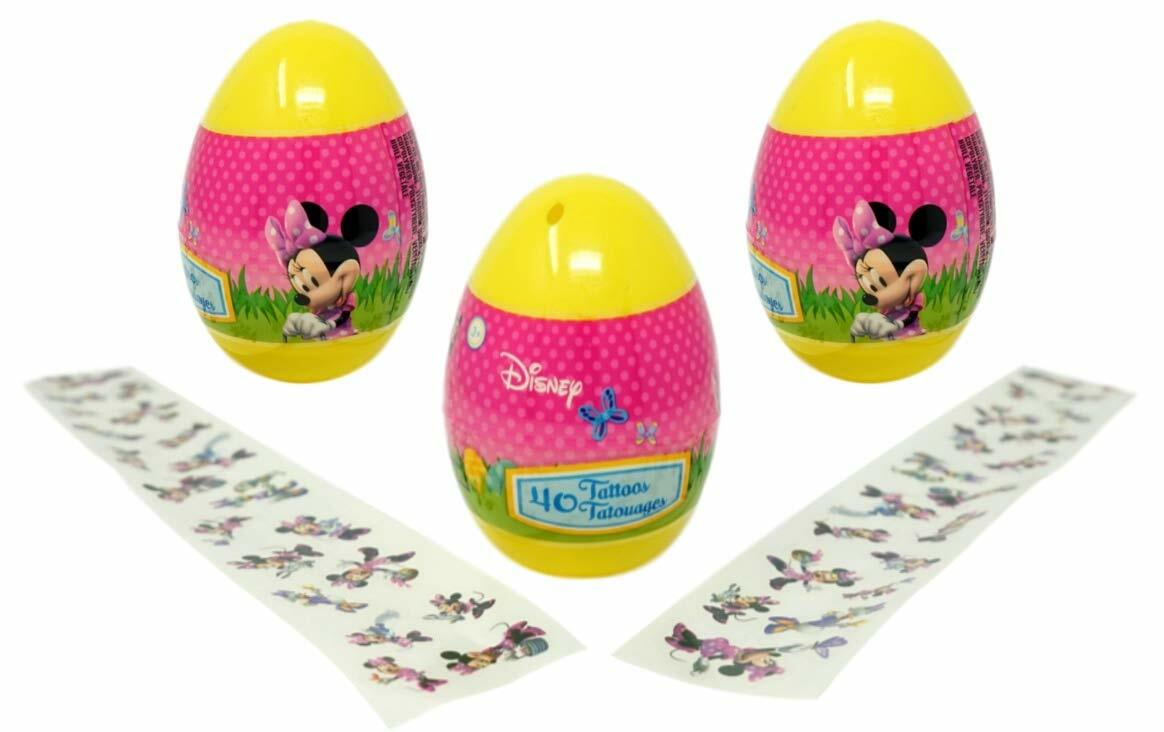 Minnie Mouse Eggs w/ 40 Temporary Tattoos, 3 Pk, 4.5 in. Tall Easter Favors