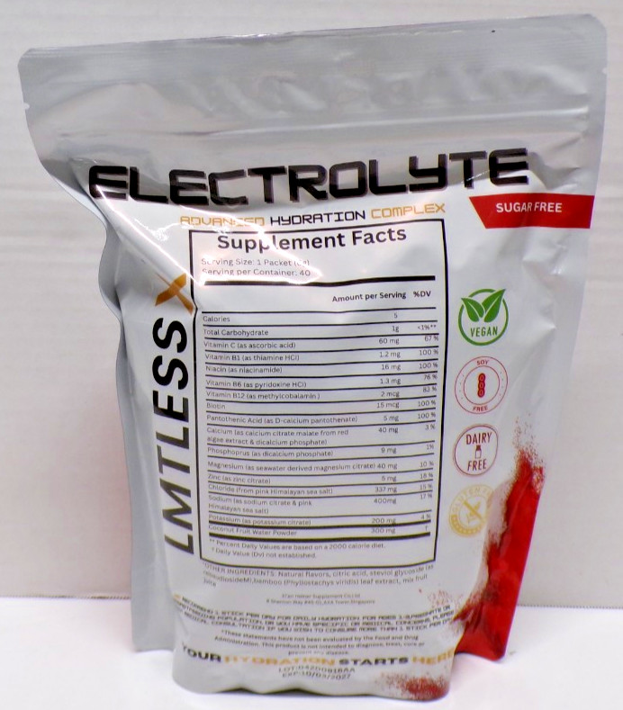 LMTLESS X Electrolyte Advanced Hydration Complex Fruit Punch 40 Packs Oct27