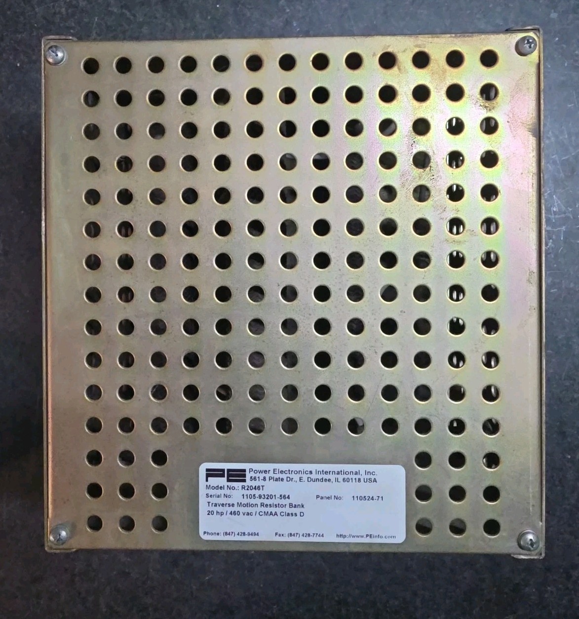 Power Electronics International R2046T Resistor Bank 20HP 460VAC Working Pull
