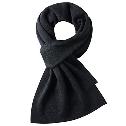 Mens Scarf Winter,30% Merino Wool Scarf for Men Women,Warm Soft Cashmere Black
