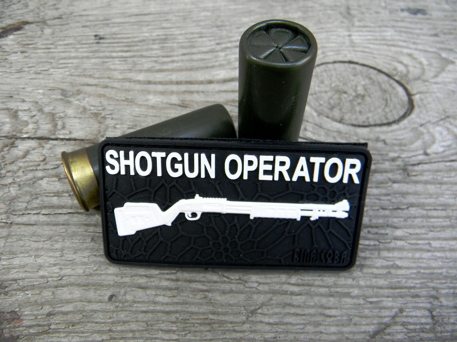 2D pvc rubber tactical morale military army patch “Shotgun operator” bk/wh