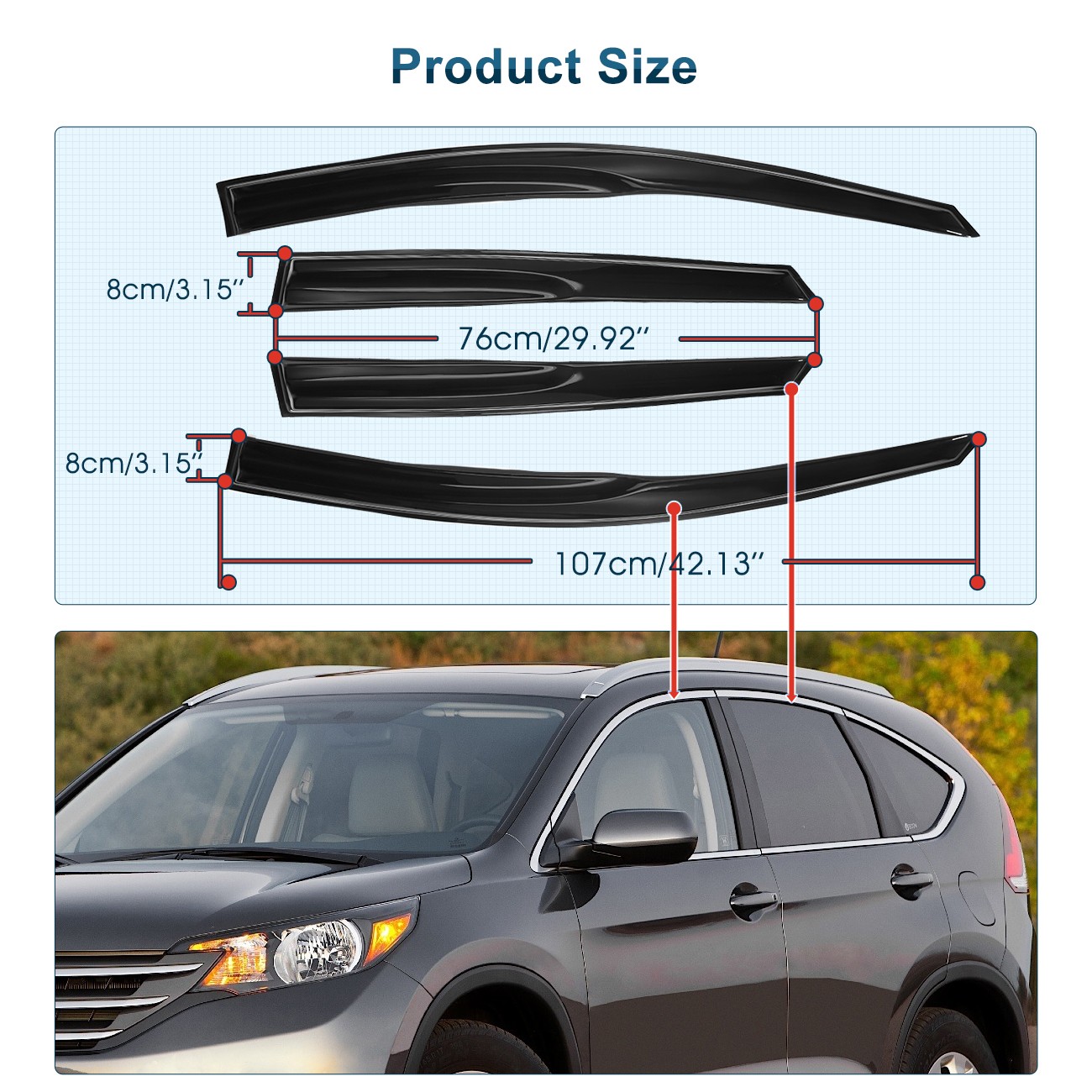 Fits 2007-2011 Honda CR-V CRV Window Visors Vent Sun Shade Rain Guards NEW