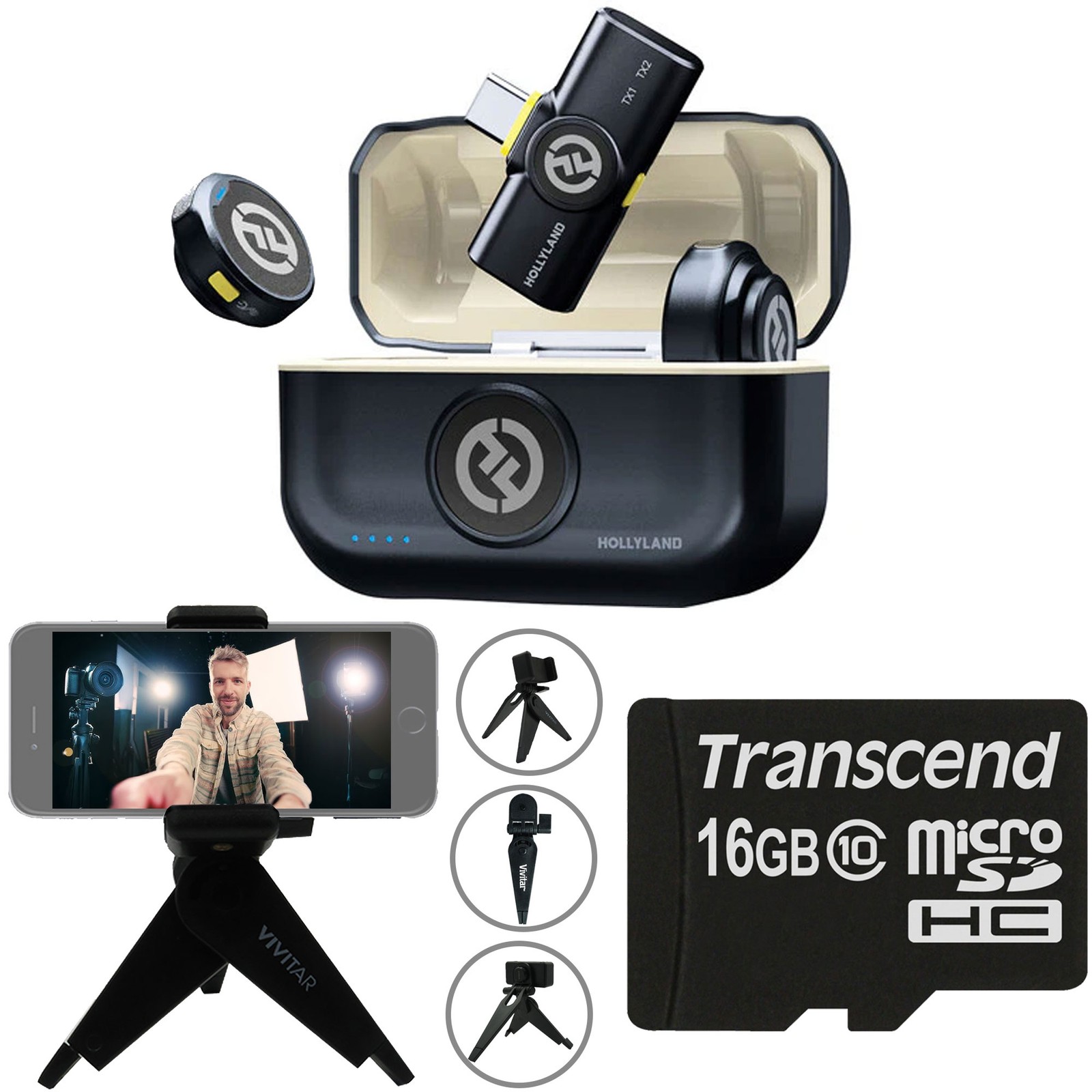 Hollyland LARK M2 Wireless Lavalier Microphone System with USB-C Video Bundle