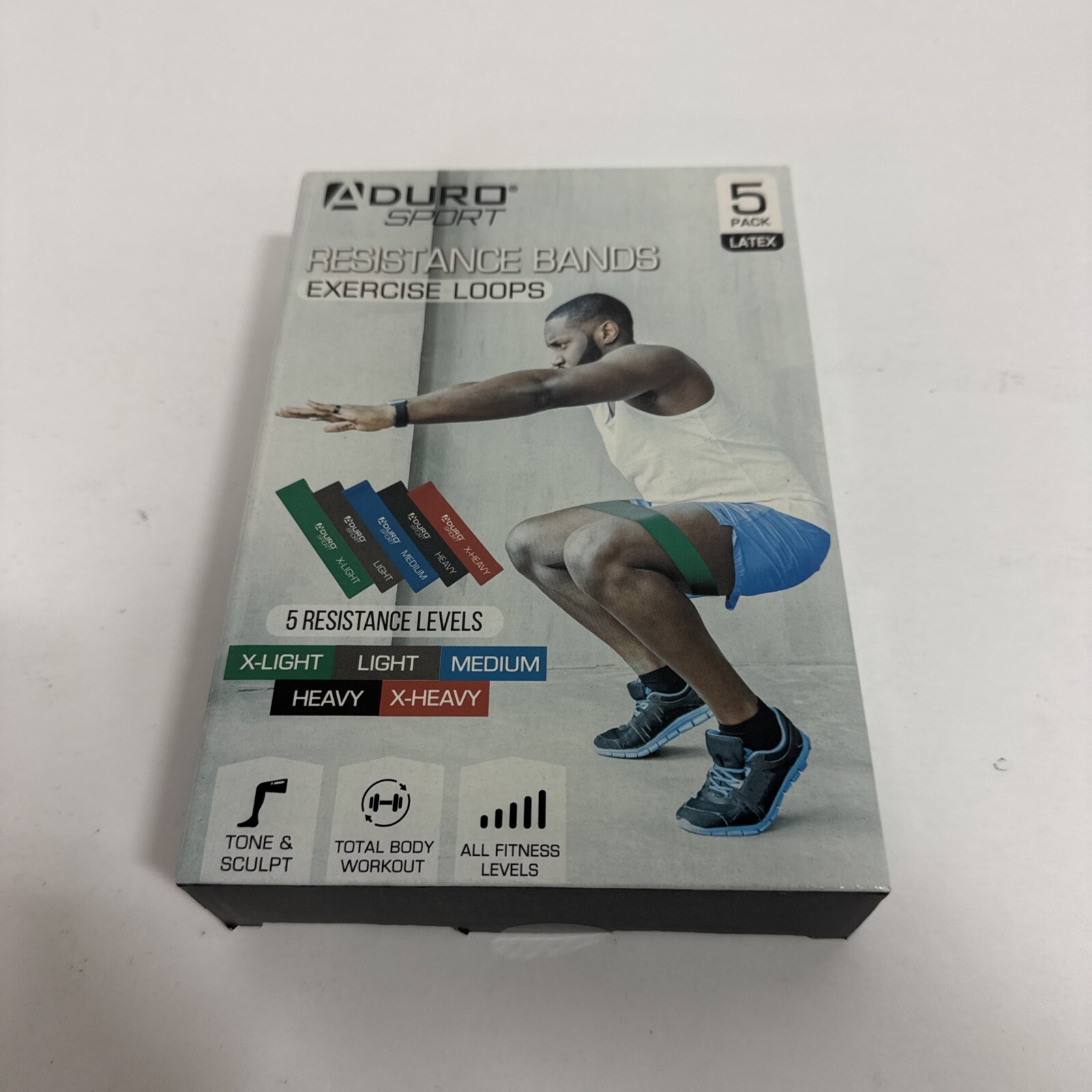 Aduro Sport Strength Training Exercise Loop Band Set 5 piece Resistance Yoga