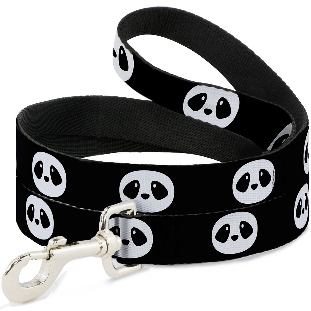 Dog Leash Panda Face Black/White