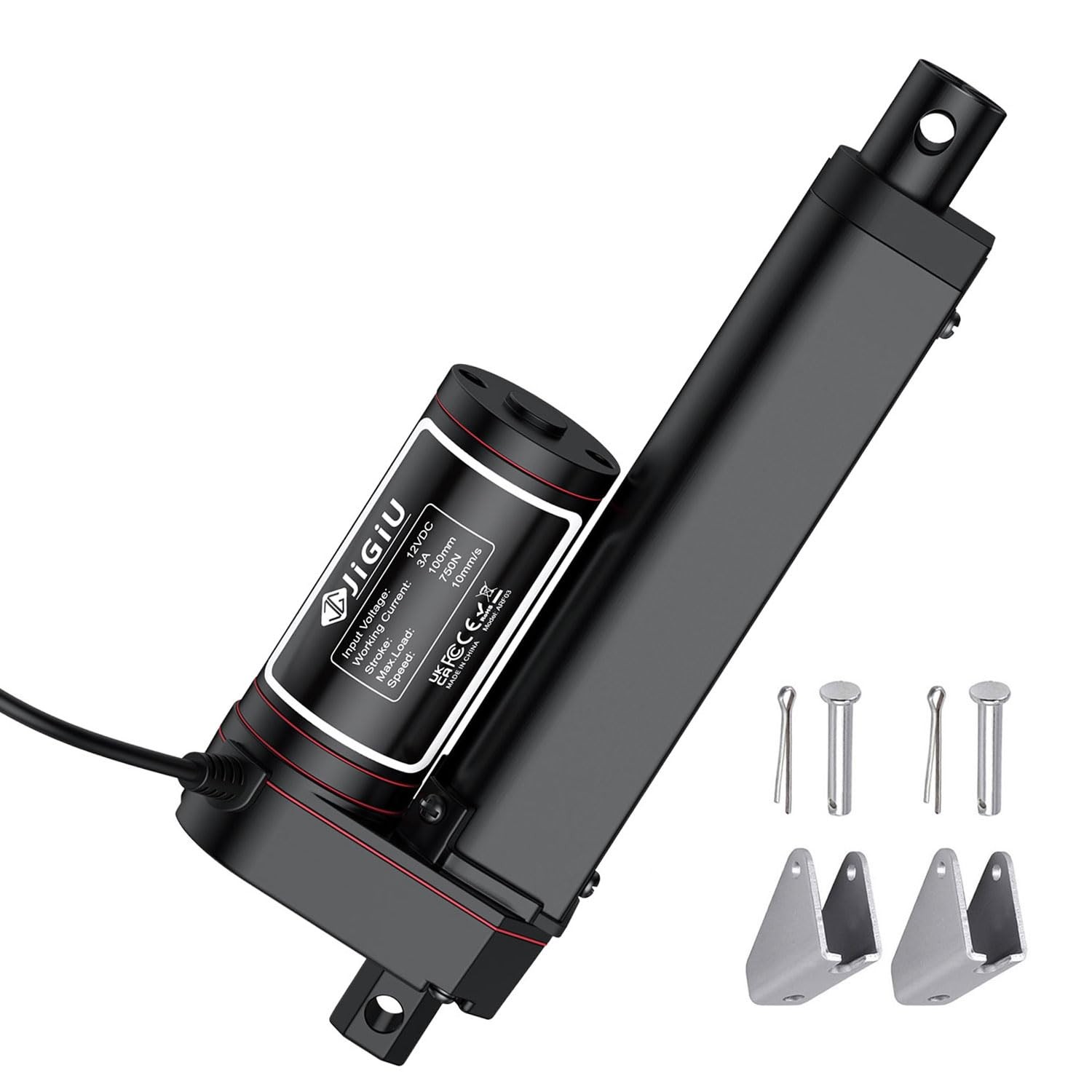 4" Stroke Heavy Duty 12V Linear Actuator 160lbs with Mounting Brackets