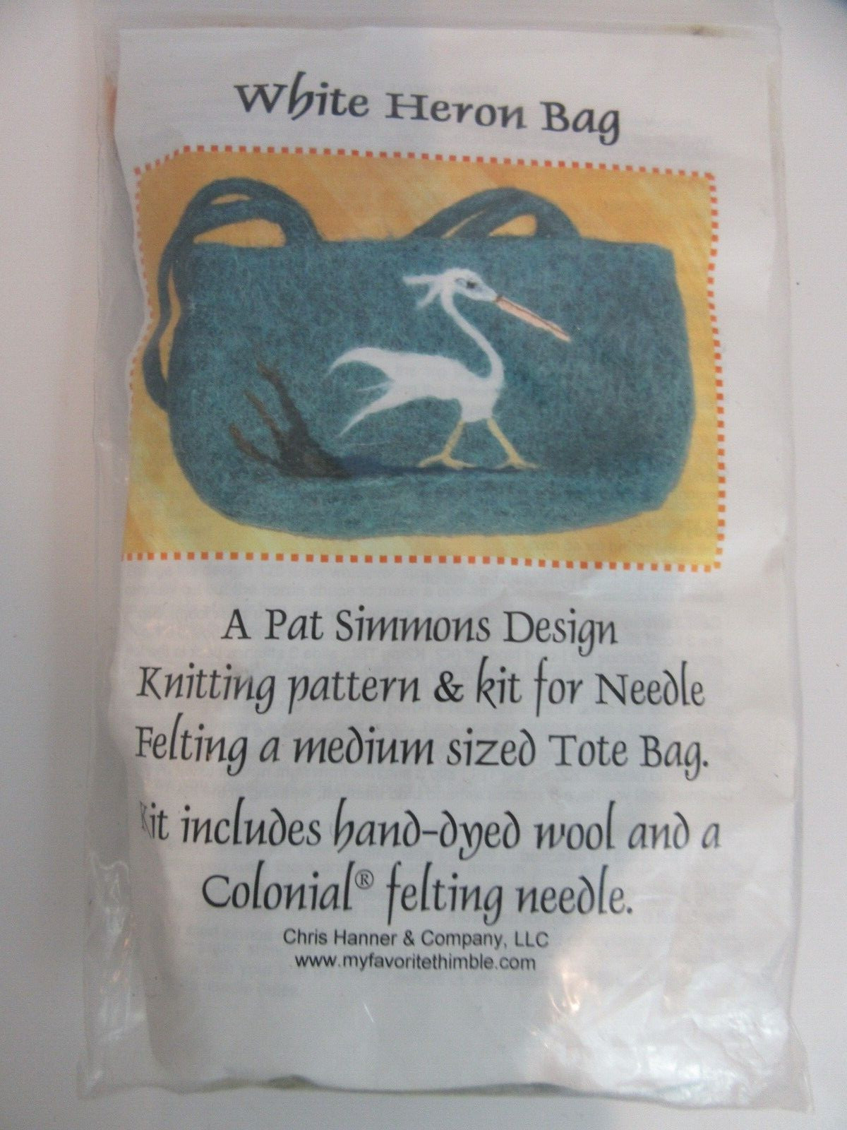 White Heron Bag Wool Needle Felt Knitting Pattern Kit