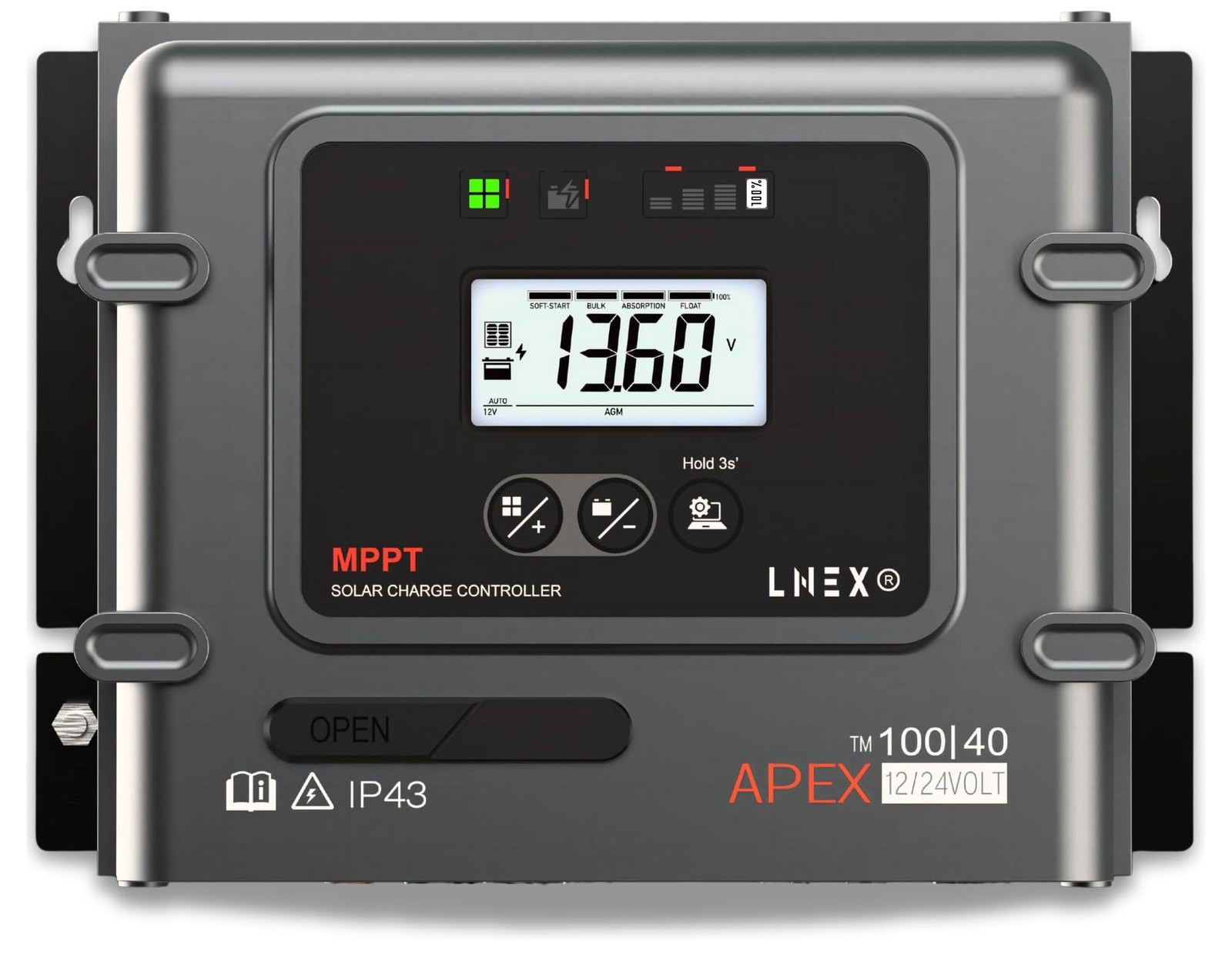 Lnex Mppt Solar Charge Controller 40A 12V 24V Solar Panel Regulator Temp Sensor