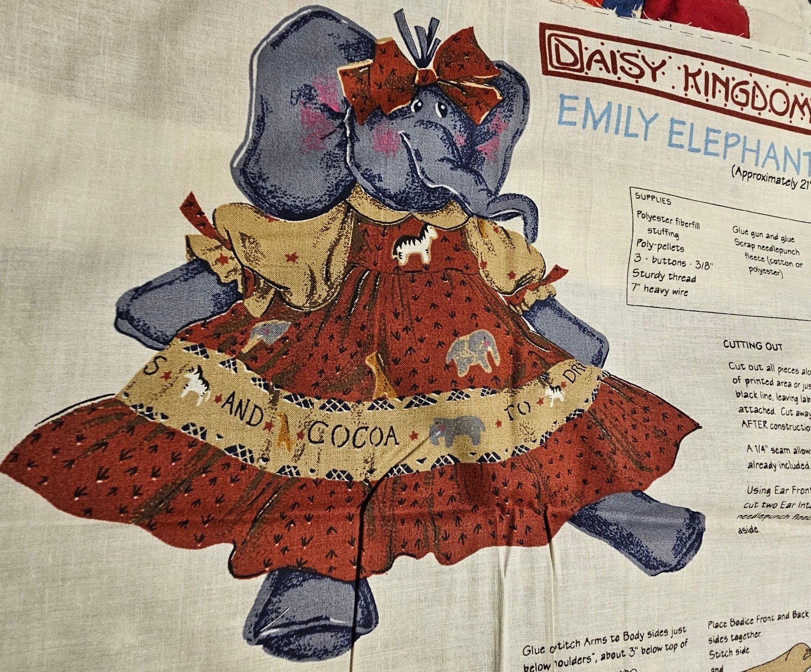 Vintage 1998 Emily Elephant Sewing Pattern By Daisy Kingdom