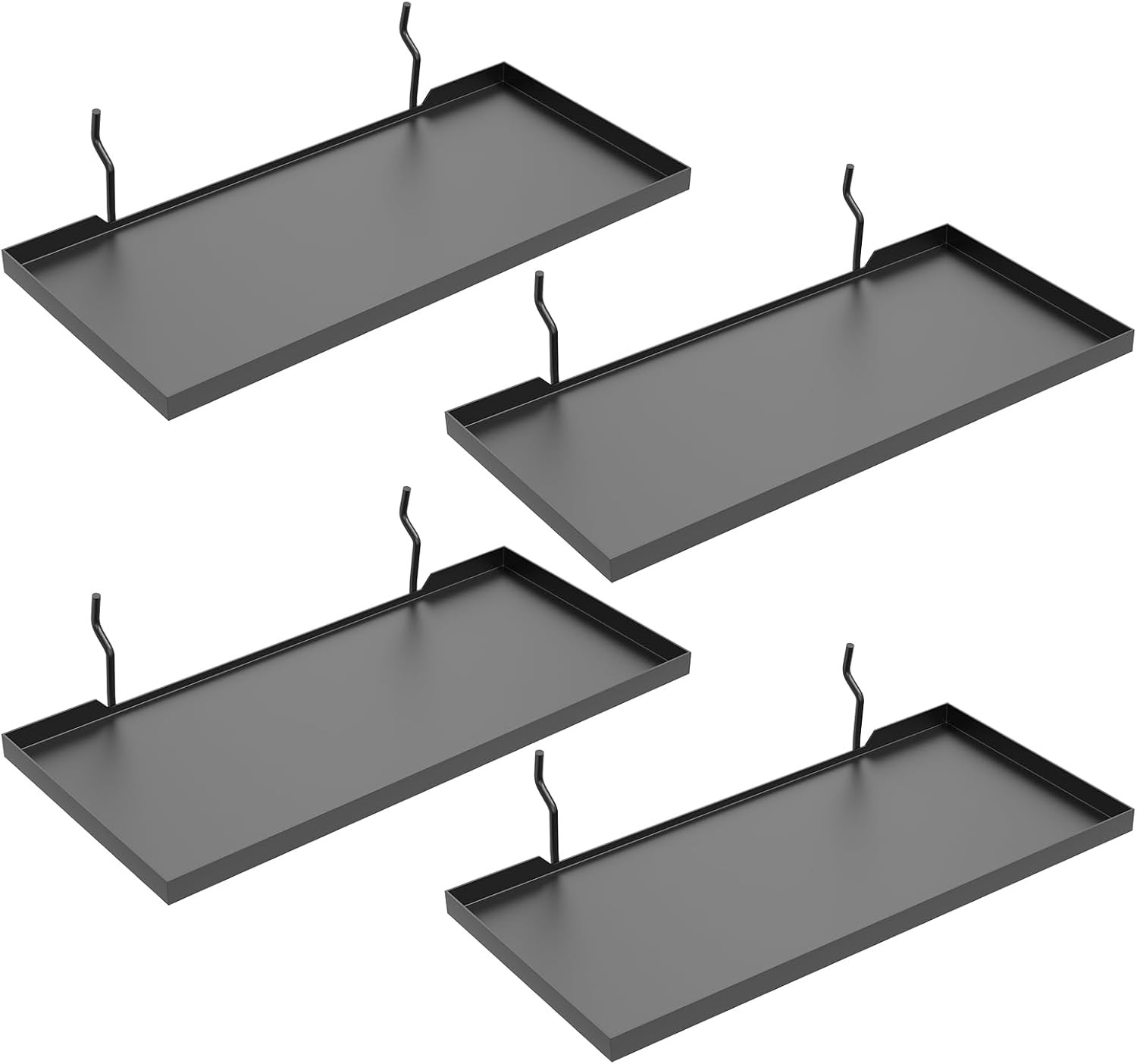 4 Pack 13x6in Metal Pegboard Shelves Display Storage Organizer Accessories Black