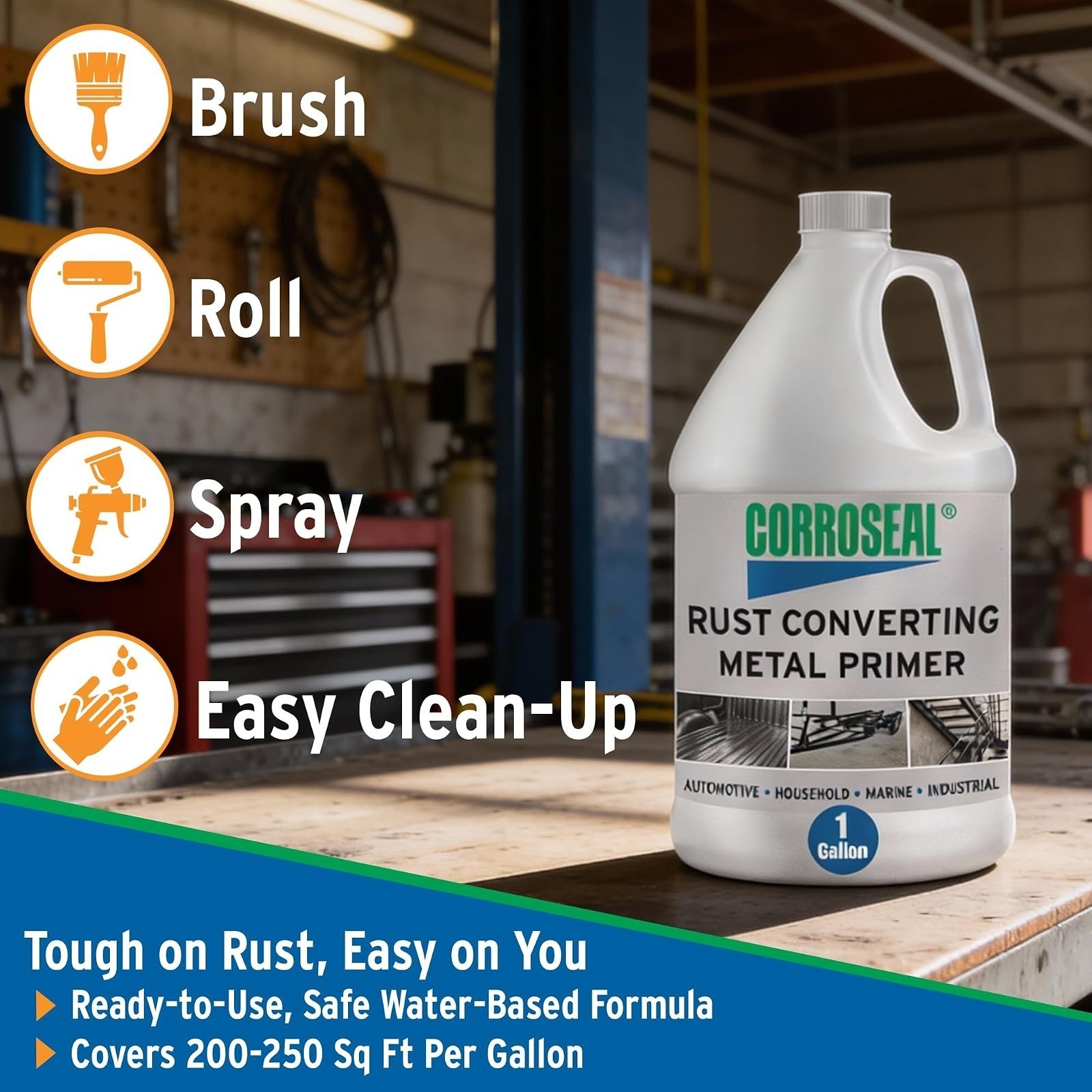 Corroseal Water-Based Rust Converter & Metal Primer 2-Pack 1 Quart