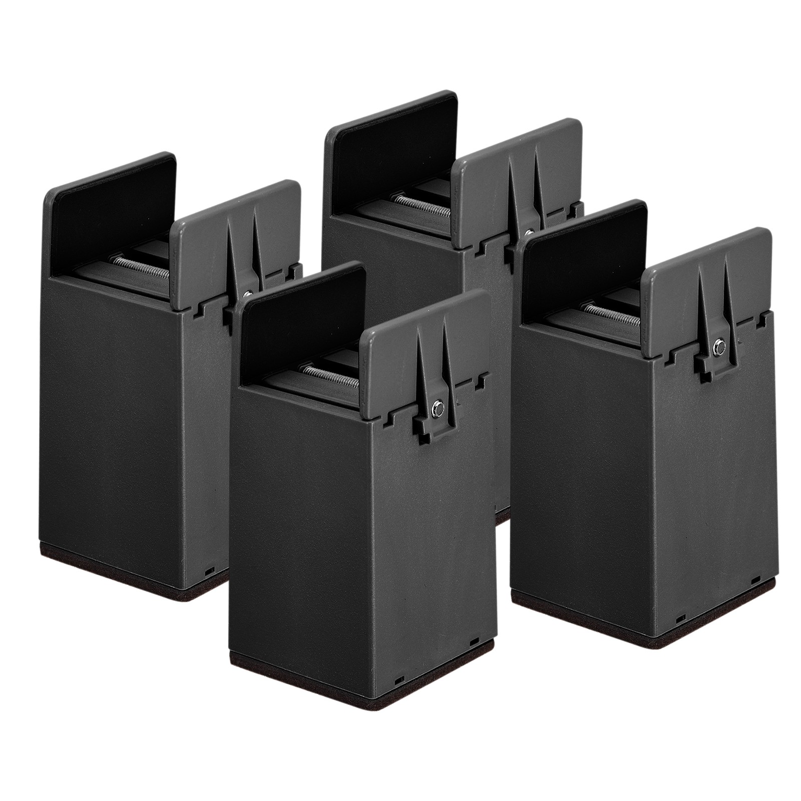 4Pcs 4" Bed Risers Furniture Risers for Furniture Thickness 0.39-1.96" Black