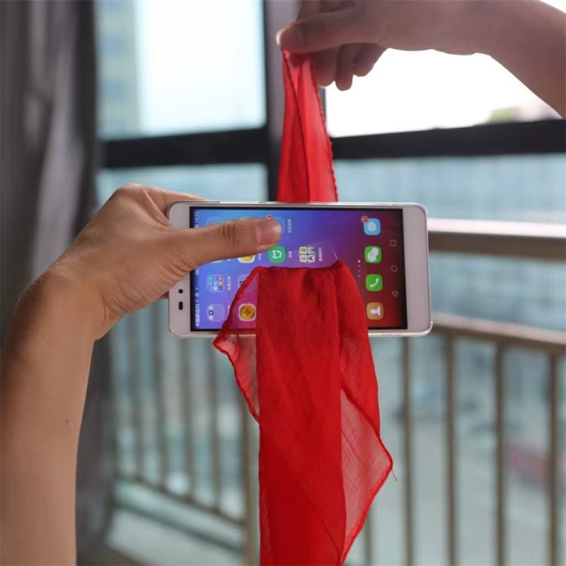 Funny Magic Silk Trick Prop for Beginner Close-Up Phone Penetration Illusion Mag