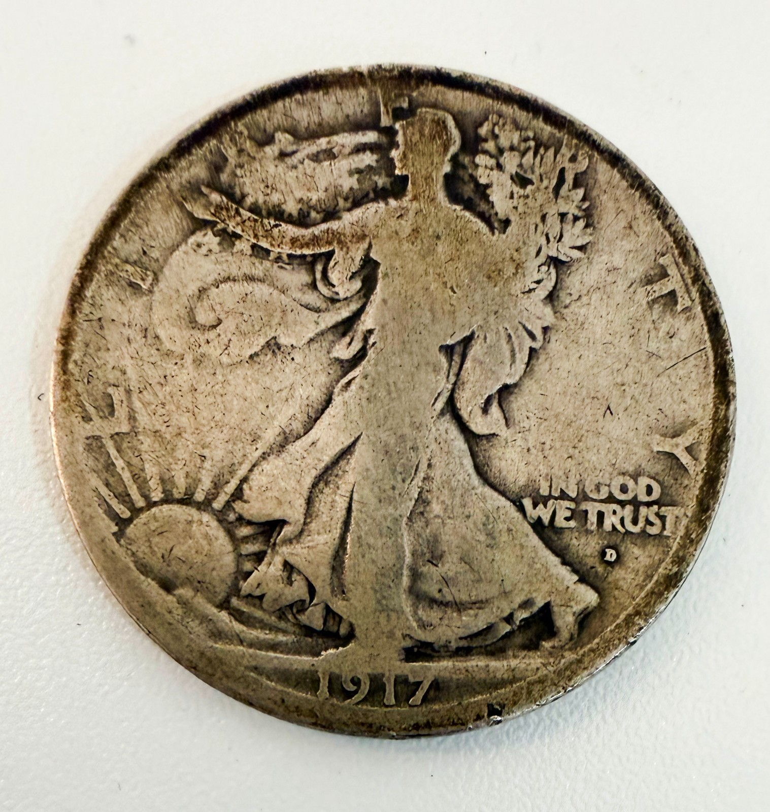 1917-D Liberty Silver Half Dollar 90% Silver, See Video, FREE SHIPPING