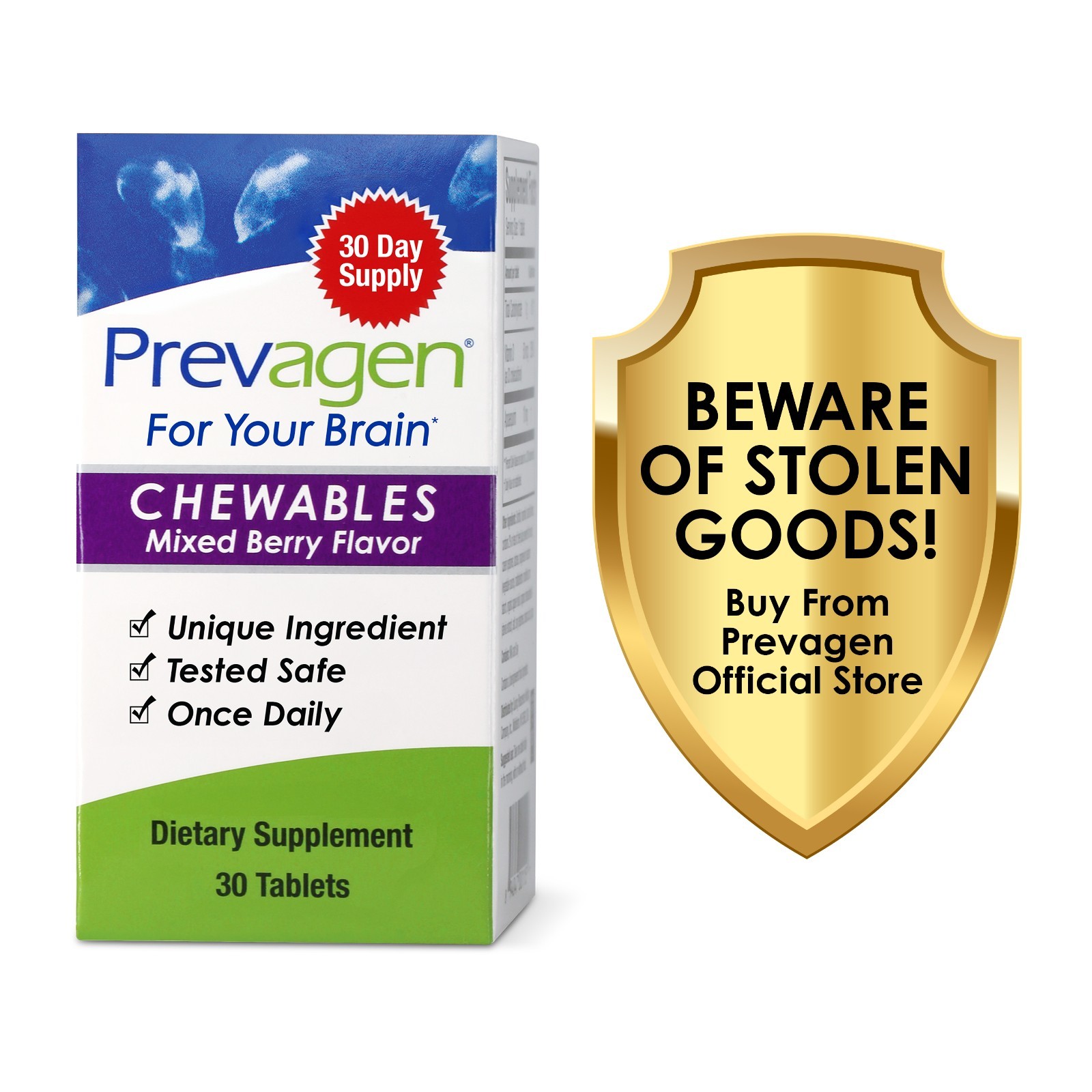 Prevagen Regular Strength 10mg Mixed Berry Chewables - 2 Pack (60-Day Supply)
