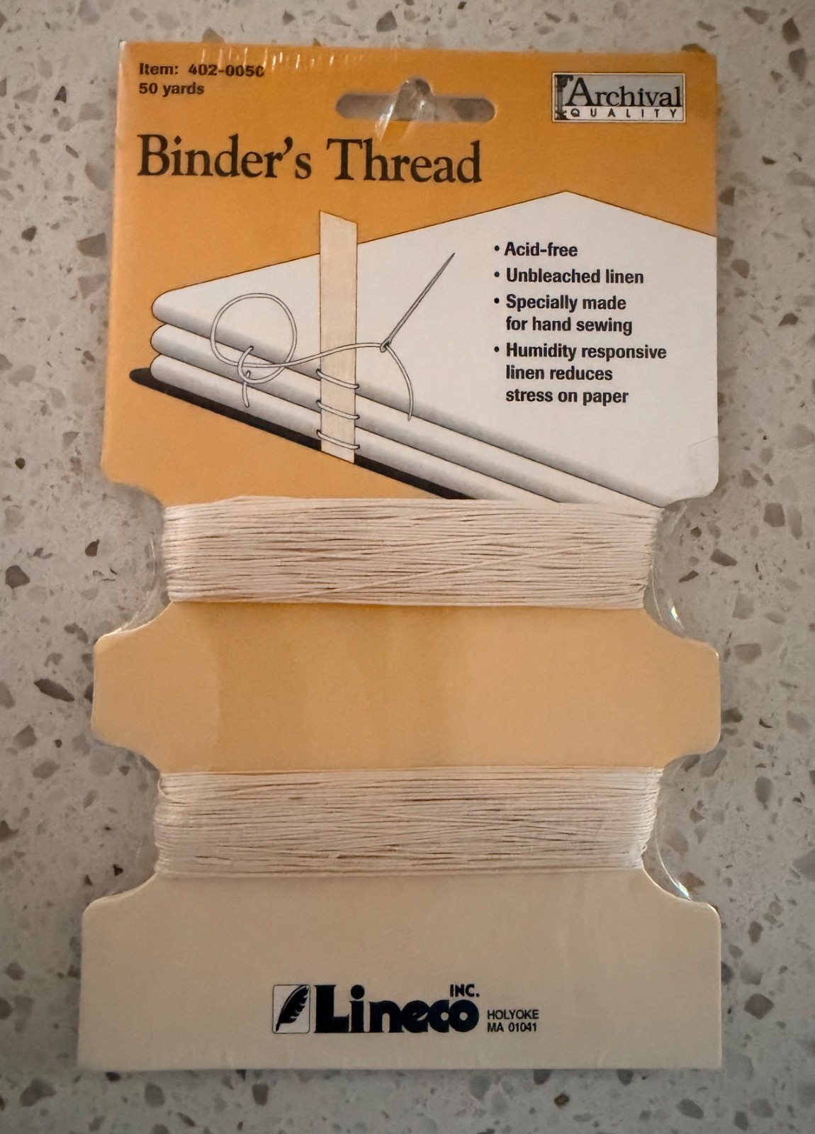 Lineco, Binding Thread 50 Yards, Acid-Free, for Bookbinding Hand Sewing, Beige