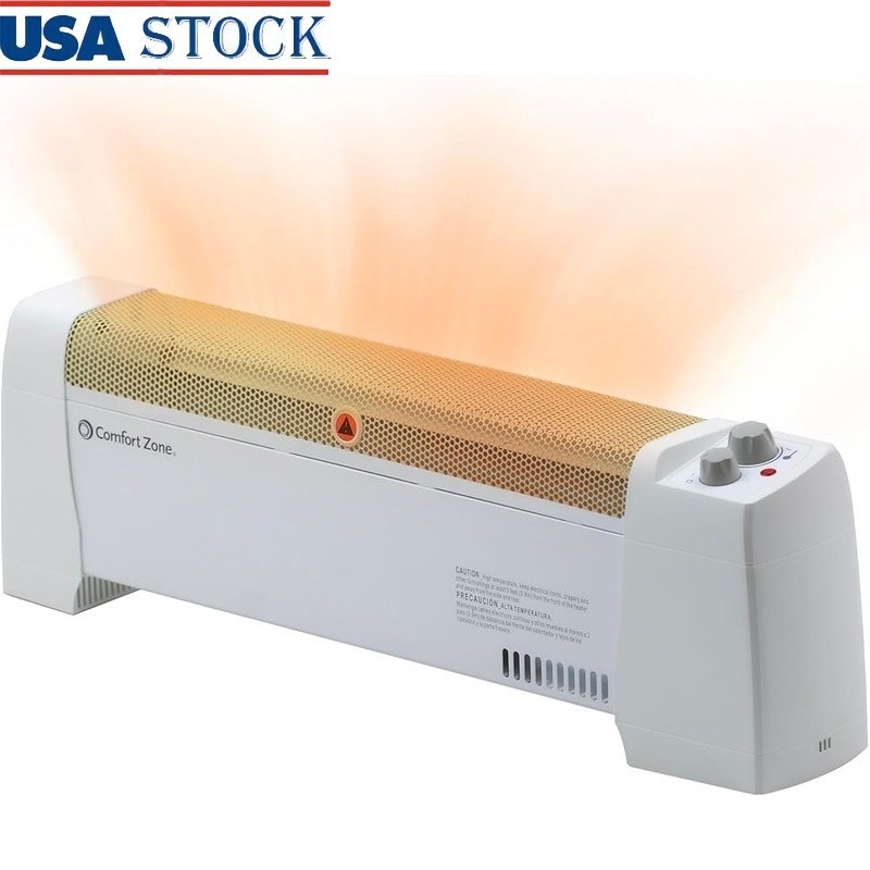 1500W Baseboard Heater Quiet Adjustable Thermostat Safety Tips Indoor Heating US