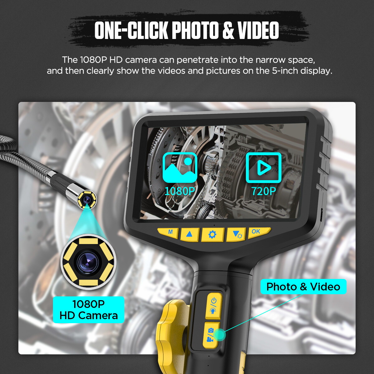 Precise Industrial Endoscope Camera 1080P HD Screen Borescope Inspection Camera