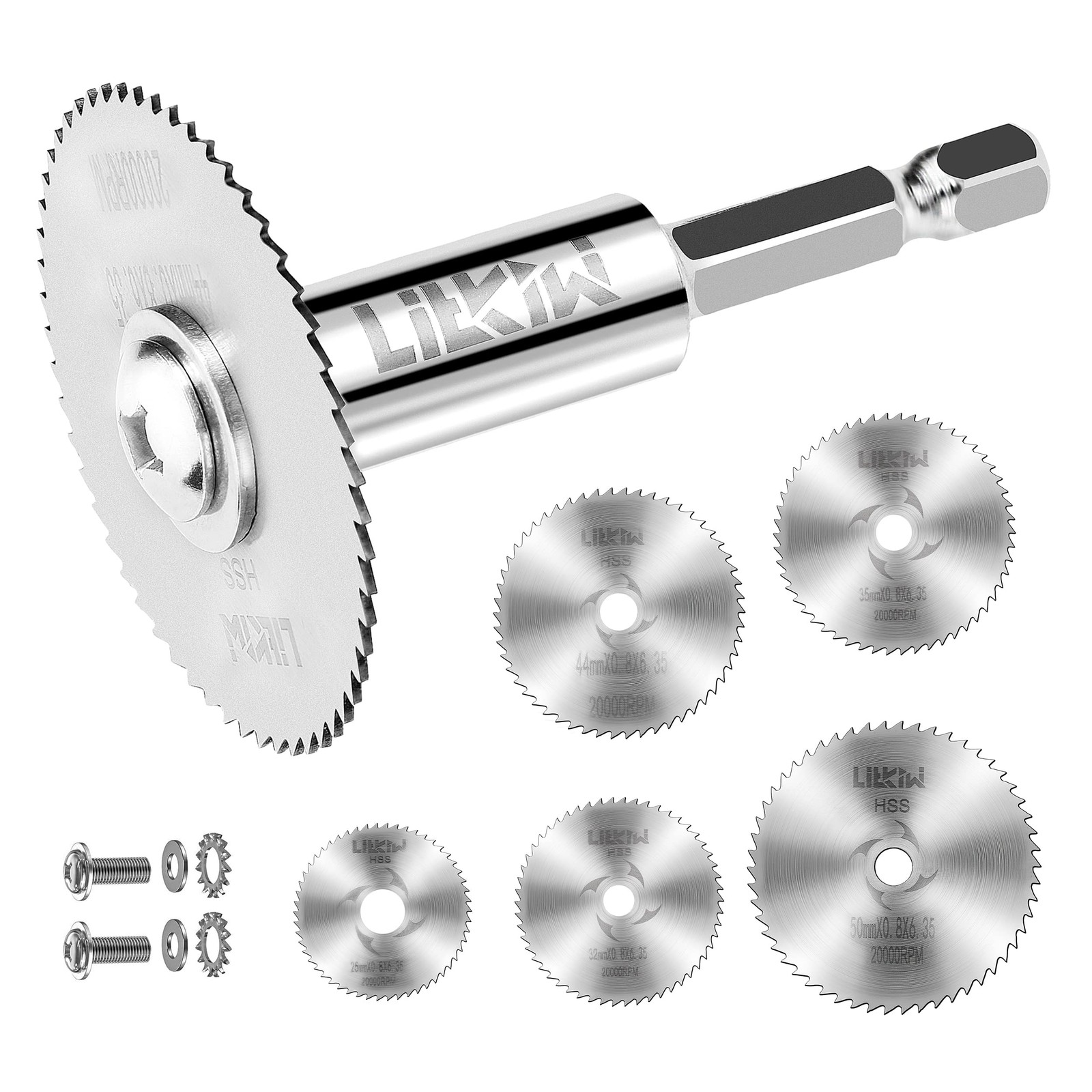 LitKiwi 1/4-Inch Hex Shank Rotary Drill Saw(with 5PCS Blades),HSS Saw Silver
