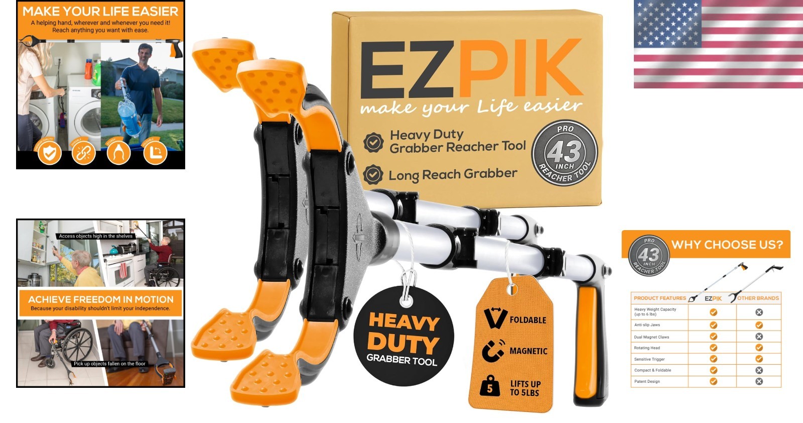 Adjustable Grabber Reacher - Mobility Solution for Elderly