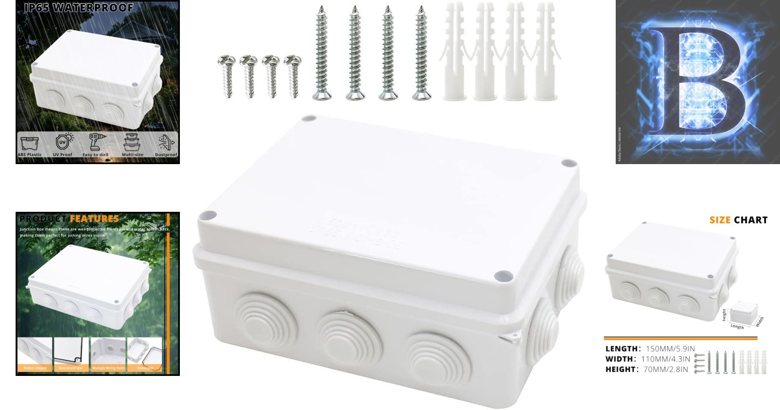 Durable Watertight Electrical Box - Universal Design 5.9" x 4.3" x 2.8"