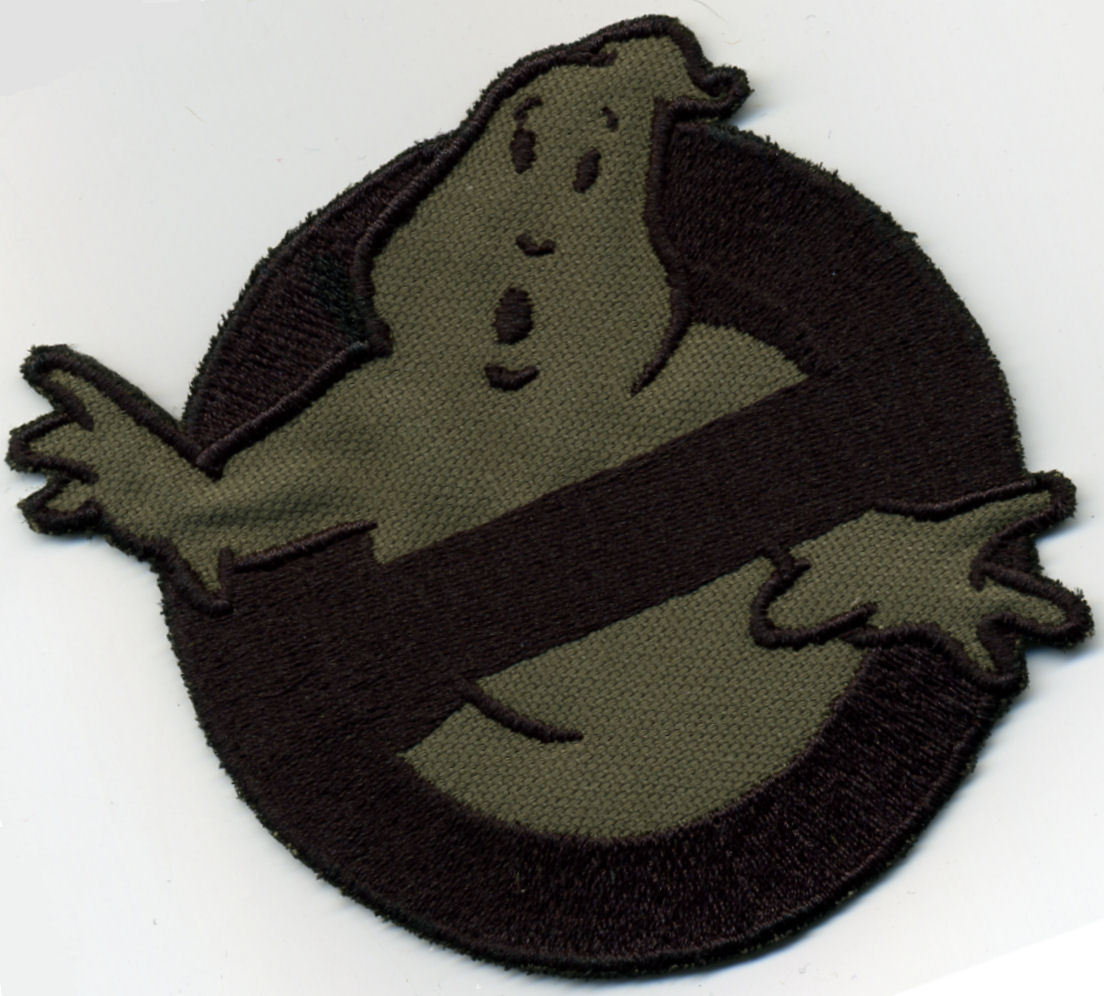 OD [olive drab]  & Black  Ghostbusters No Ghost Patch w/HOOK backing