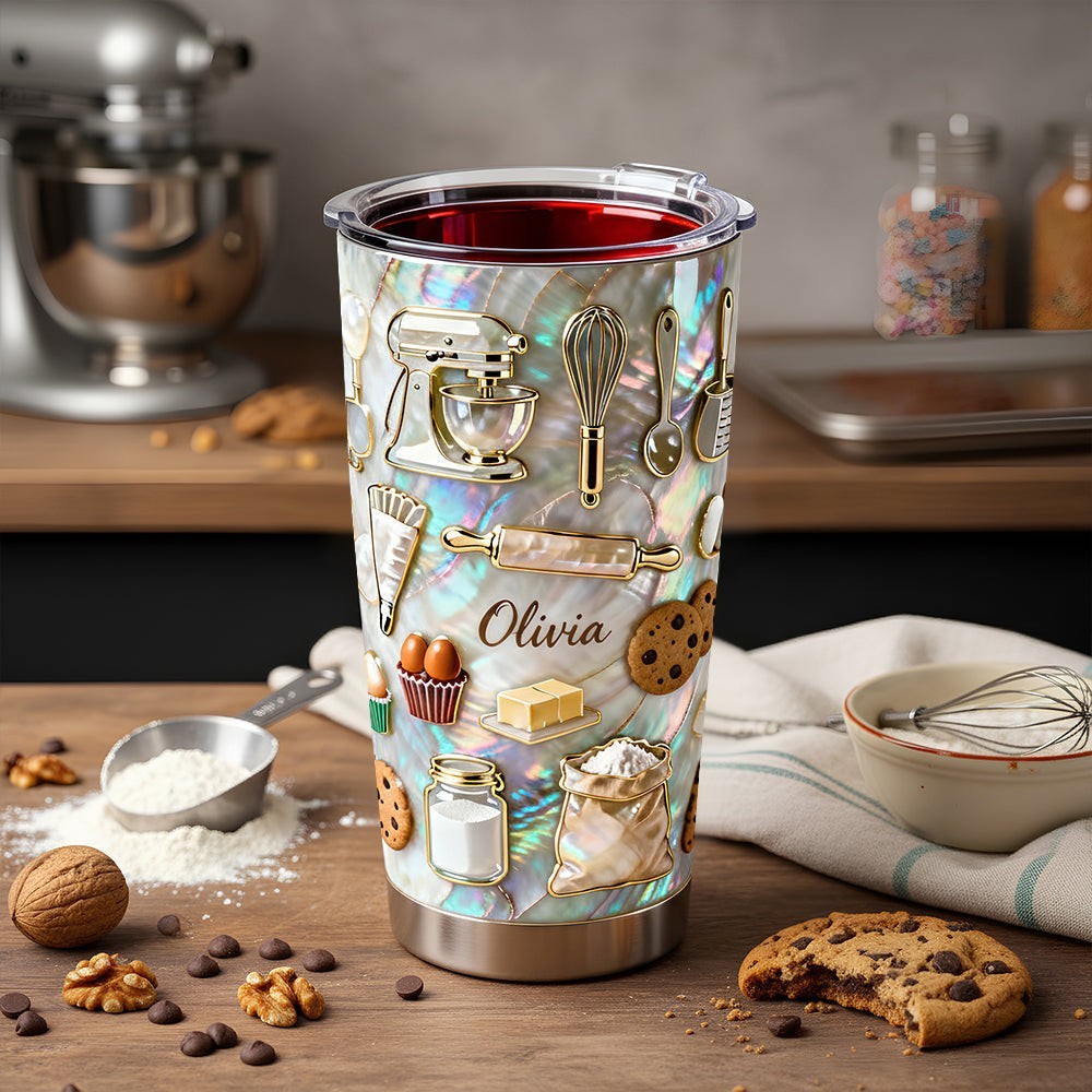 Personalized Baking Tumbler 20oz Custom Name Baker Kitchen Lover Gift