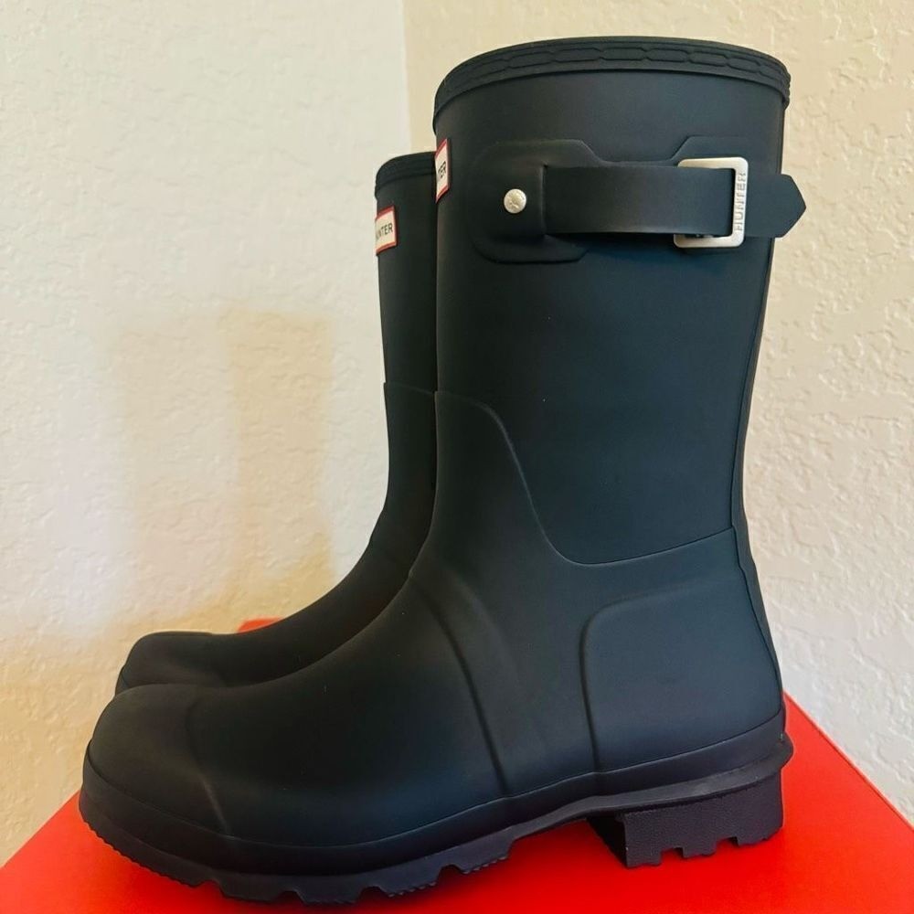 HUNTER Men's Original Short Waterproof Rain Boot, Rubber Black, Size 12, NWT