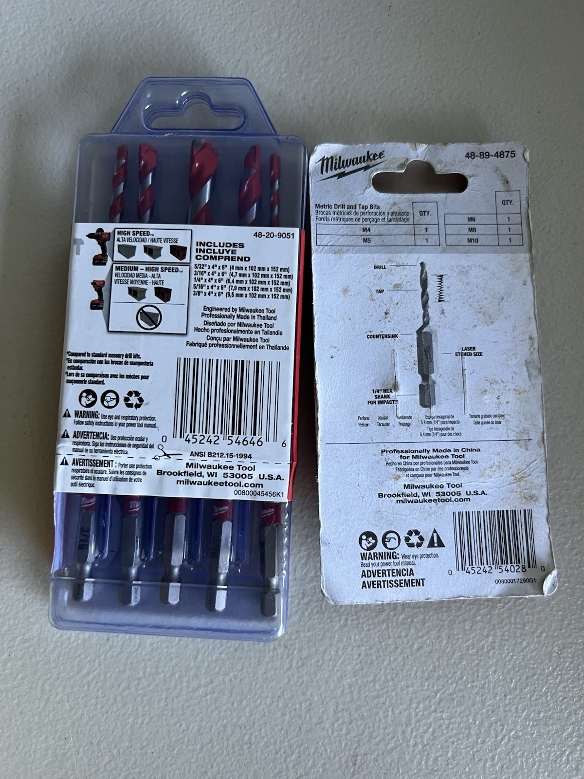 Milwaukee SHOCKWAVE Drill And Tap Set And Concrete Hammer Bits