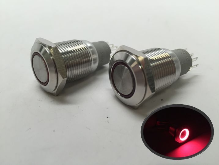 2 of MARINE BOAT SS304 RED LED ULTRA FLUSH LIGHT ON-OFF PUSH SWITCH RING BUTTON