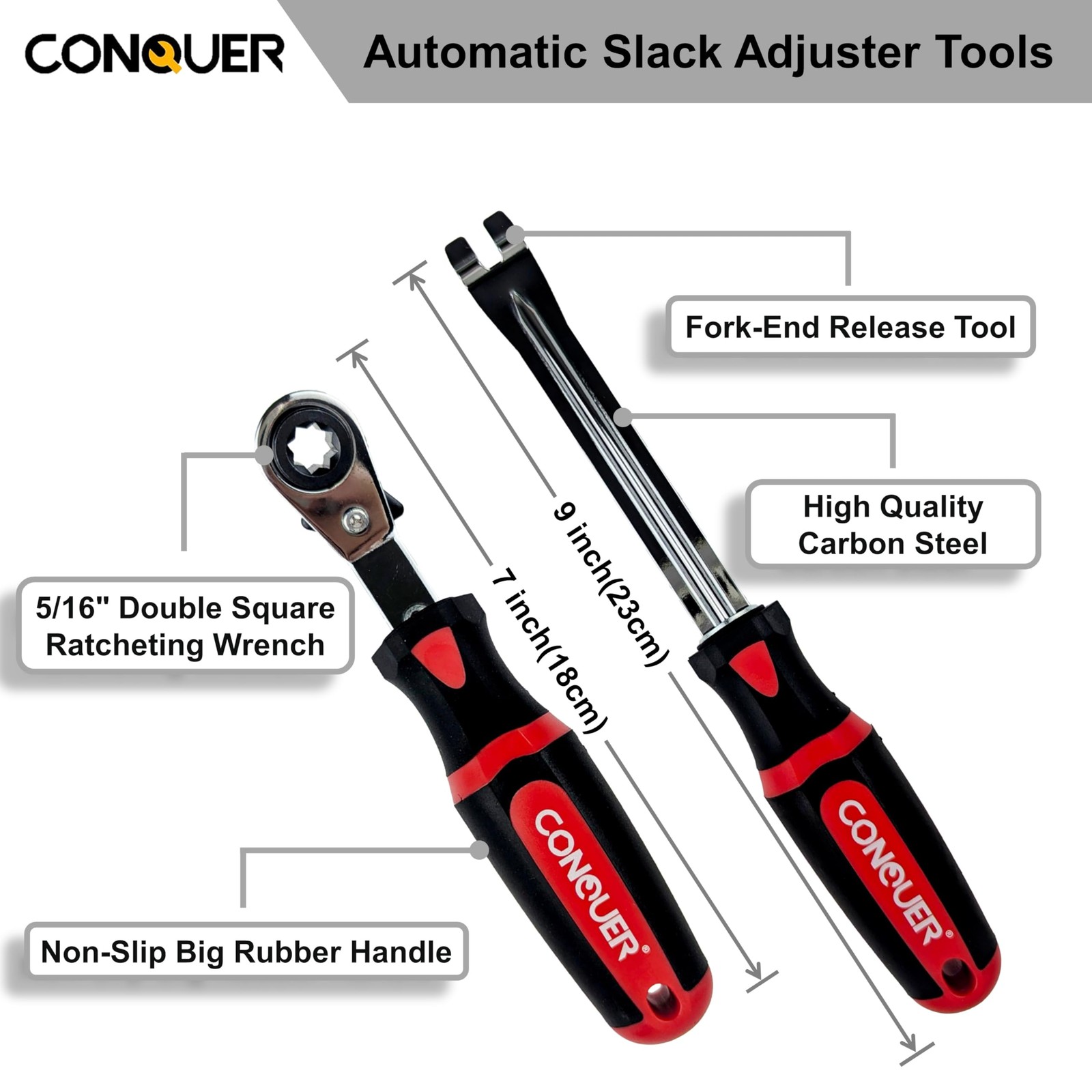 CONQUER Automatic Slack Adjuster Tool Set for Semi Trucks – 5/16" Double Red