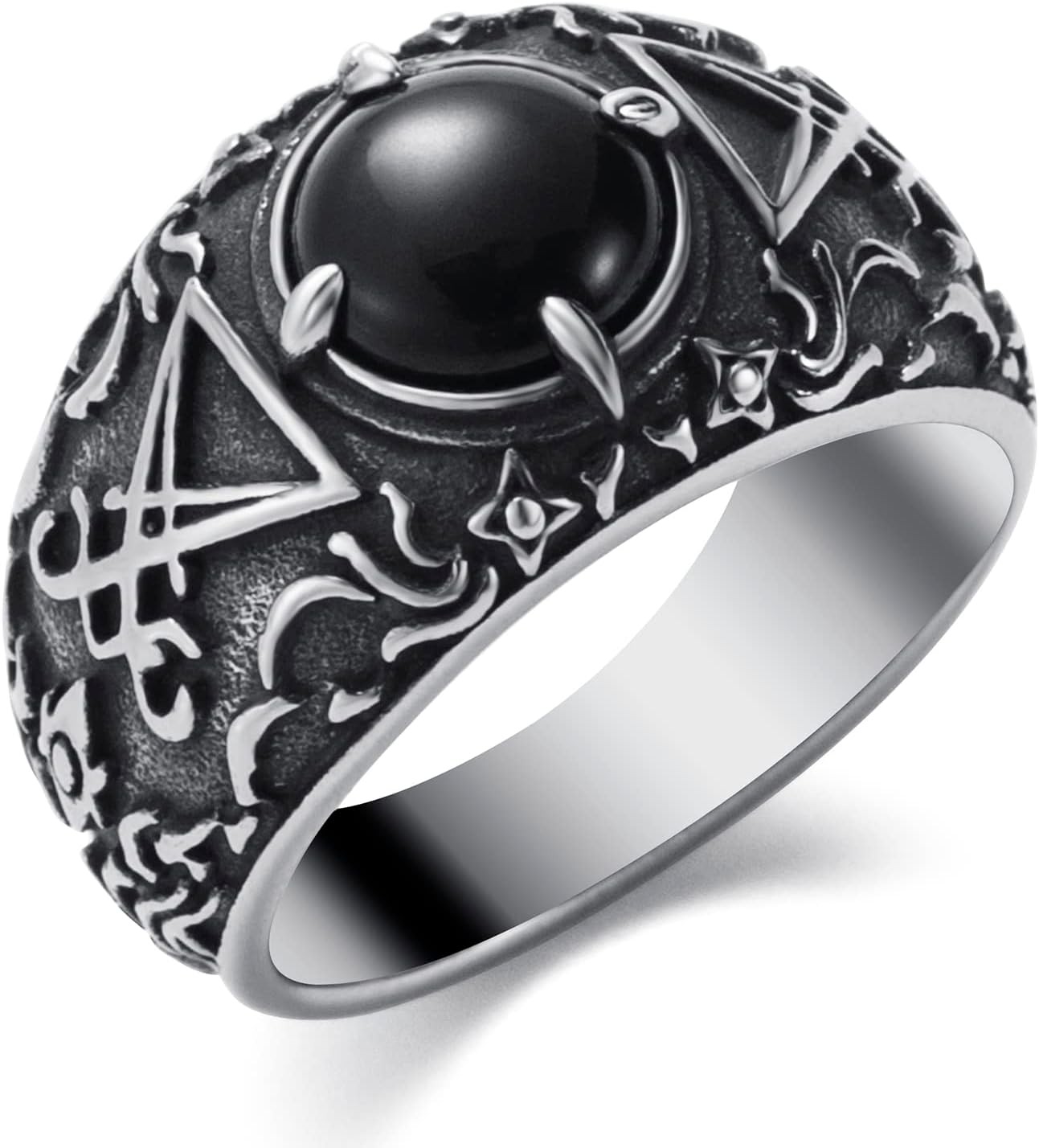 Satanic Ring Baphomet Goat Satan Devil Sigil of Lucifer Rings for Men Women Stai
