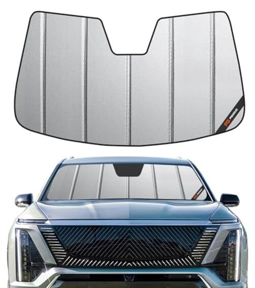 Windshield Sunshade for Cadillac VISTIQ 2026, Premium Grey Leather Finish