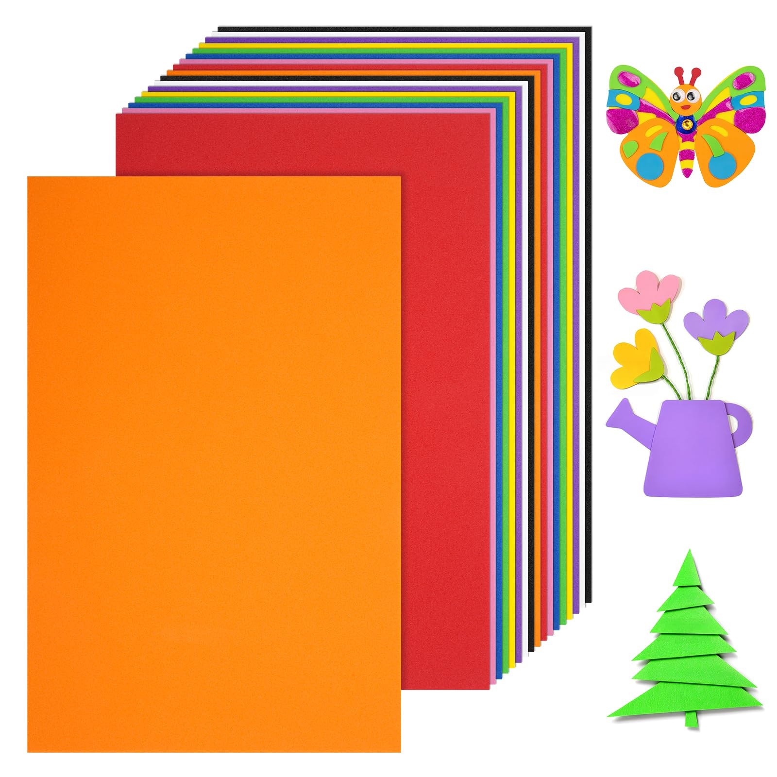 18 Sheets Foam Sheets, 9 Colors Eva Paper 5.5 x 8.5 Inch, 2 mm Colorful