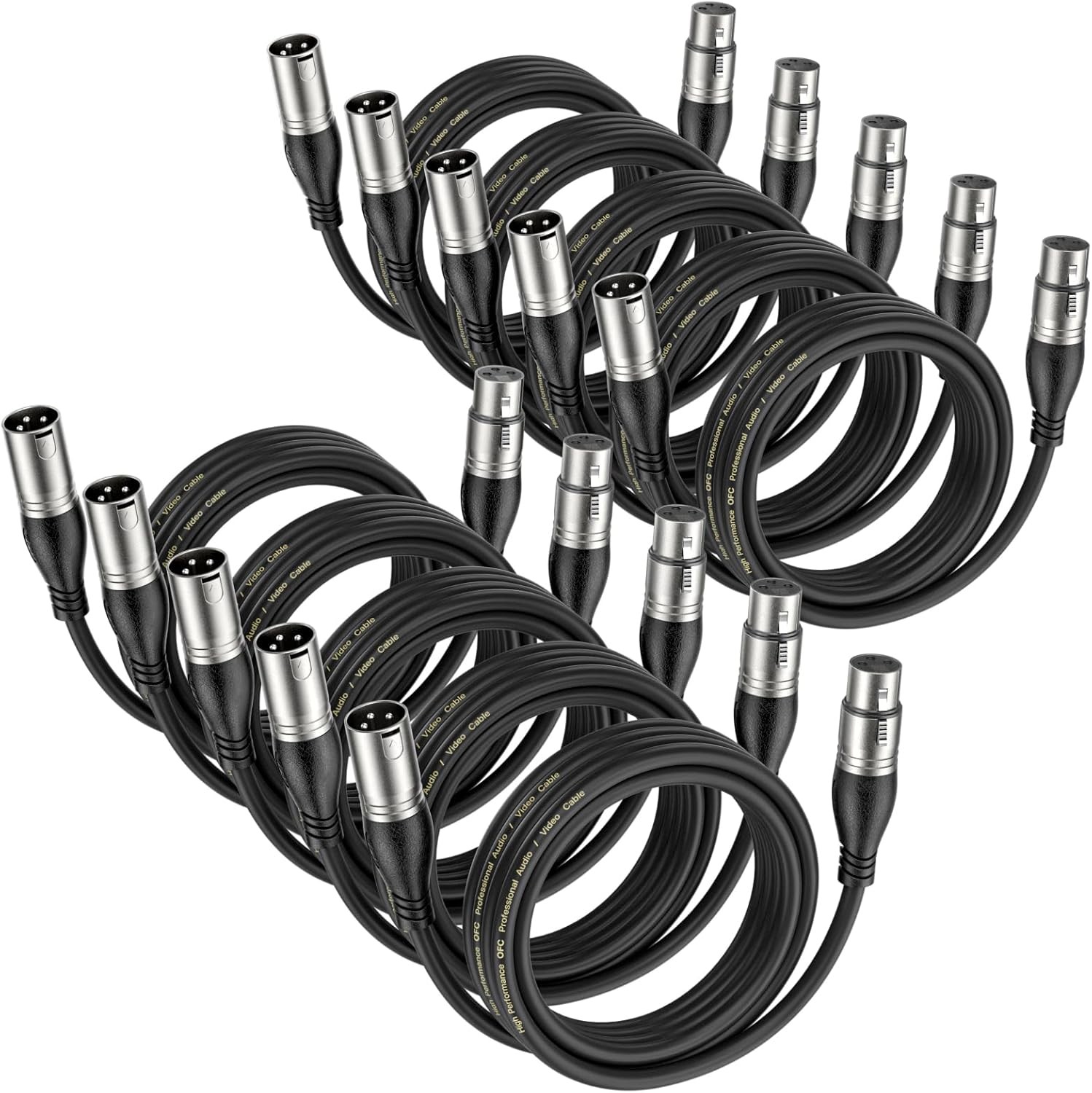 XLR Cable 25ft 10 Pack, Premium Balanced Microphone Cable, 3-Pin XLR